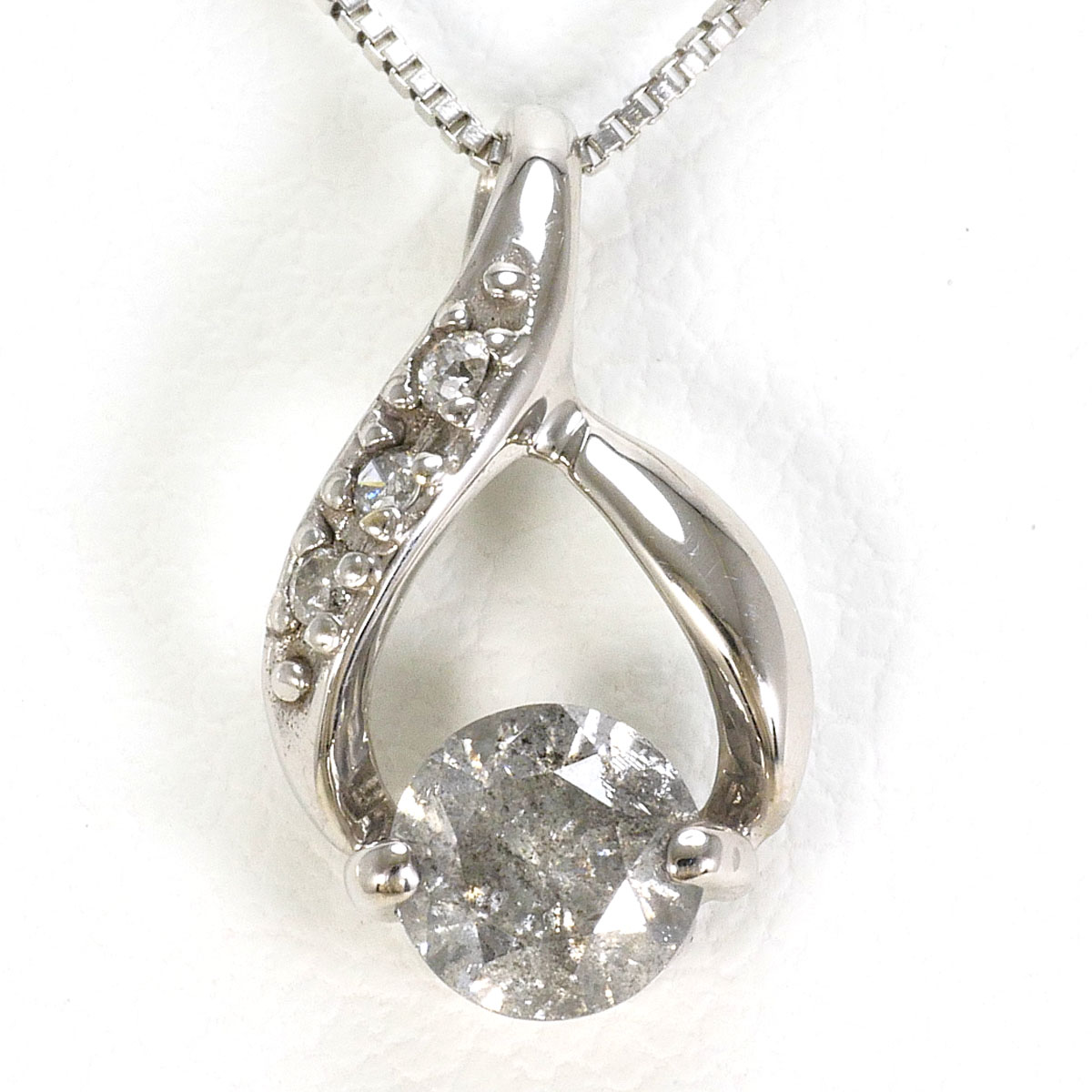 K10WG ネックレス ダイヤ 0.35ct 約40cm 総重量約1.4g ジュエリー 送料無料 新品同様 【中古】 ギフトラッピング無料｜ワンダープライス　店