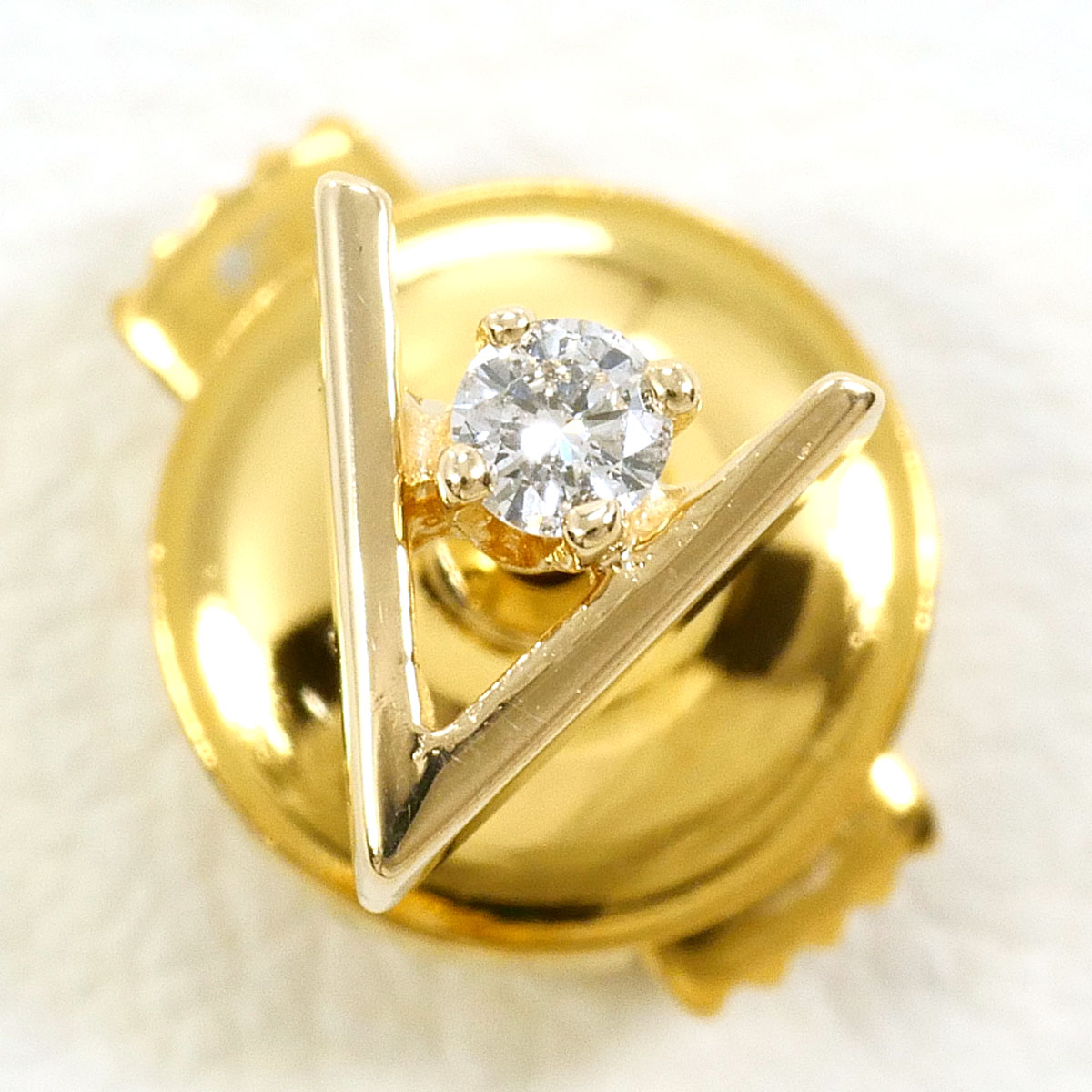 14K YG ピンブローチブローチ ダイヤ 総重量約2.1g ジュエリー 送料無料 新品同様 【中古】 ギフトラッピング無料
