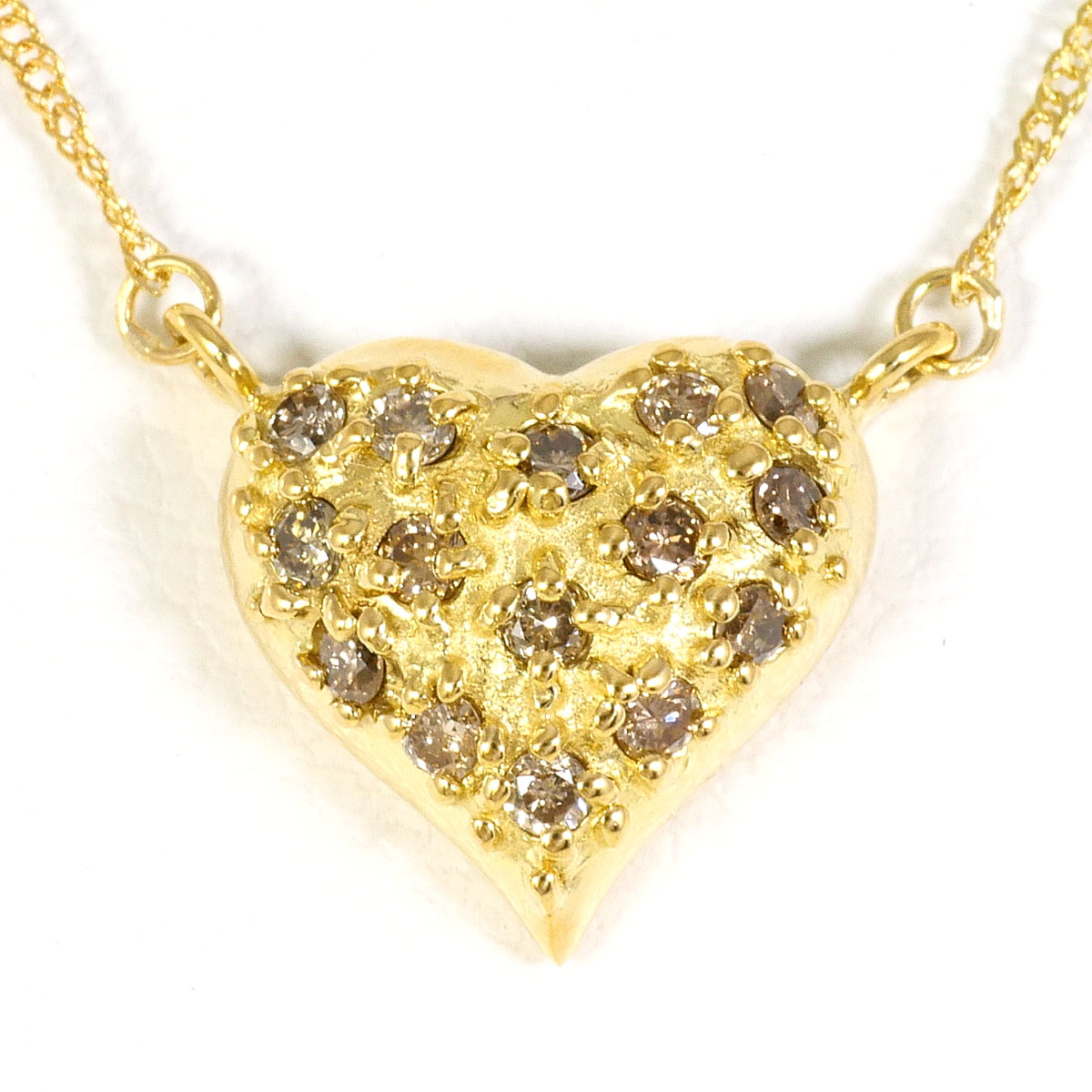 K18YG ネックレス ブラウンダイヤ 0.2 ct 約43cm 総重量約2.1g ジュエリー 送料無料 新品同様 【中古】 ギフトラッピング無料
