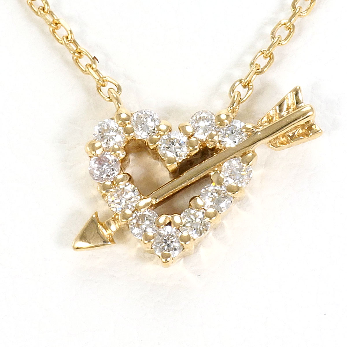 K10YG ネックレス ダイヤ 0.12 ct 約40cm 総重量約1.2g ジュエリー 送料無料 新品同様 【中古】 ギフトラッピング無料｜ワンダープライス　店 21,002円