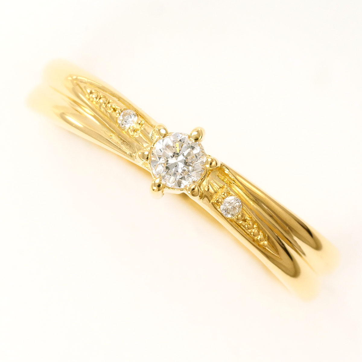 K18YG リング・指輪 11号 ダイヤ 0.11 ct 総重量約1.5g ジュエリー 送料無料 新品同様 【中古】 ギフトラッピング無料｜ワンダープライス　店