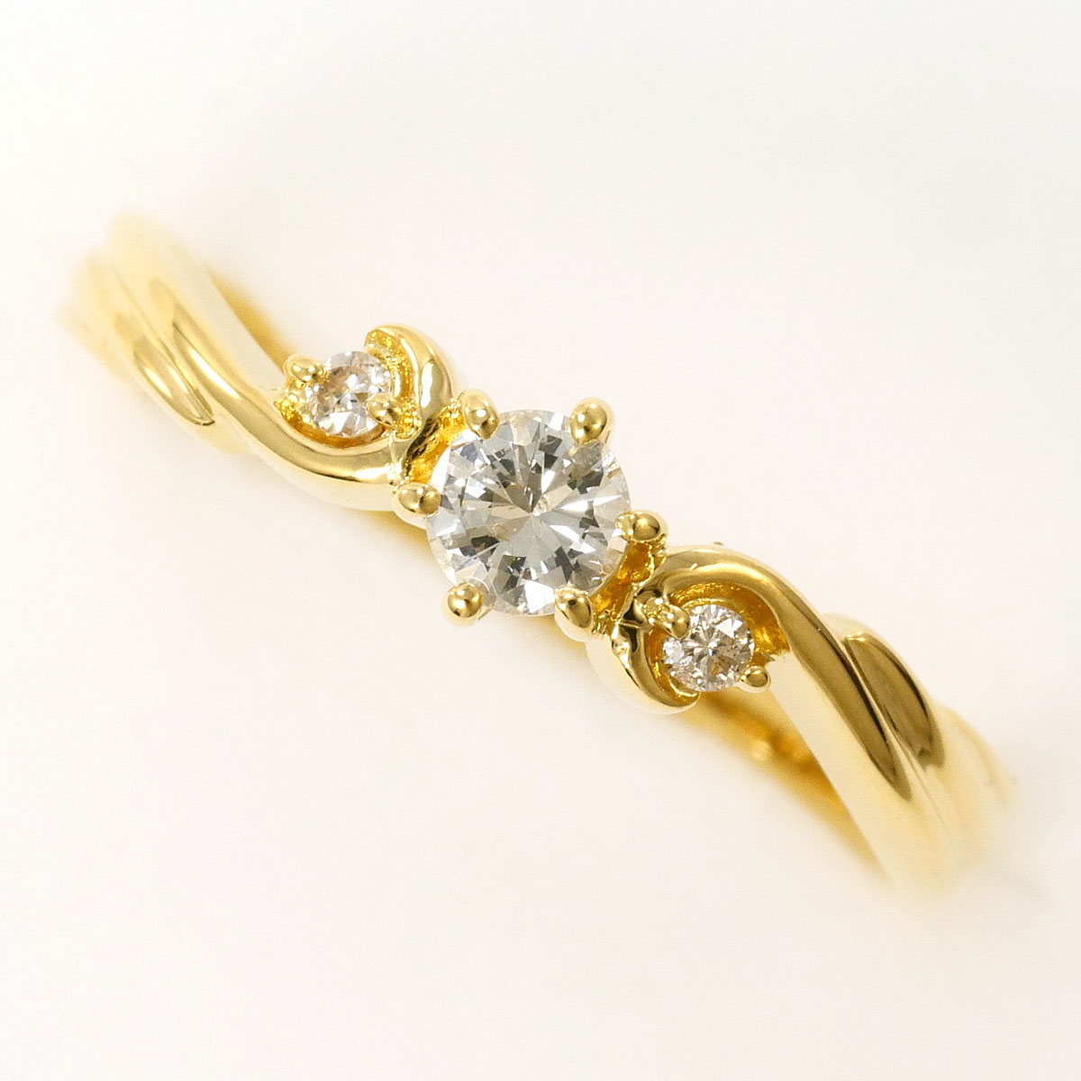 K18YG リング・指輪 8.5号 ダイヤ 0.14 ct 総重量約1.7g ジュエリー 送料無料 新品同様 【中古】 ギフトラッピング無料|ワンダープライス 店