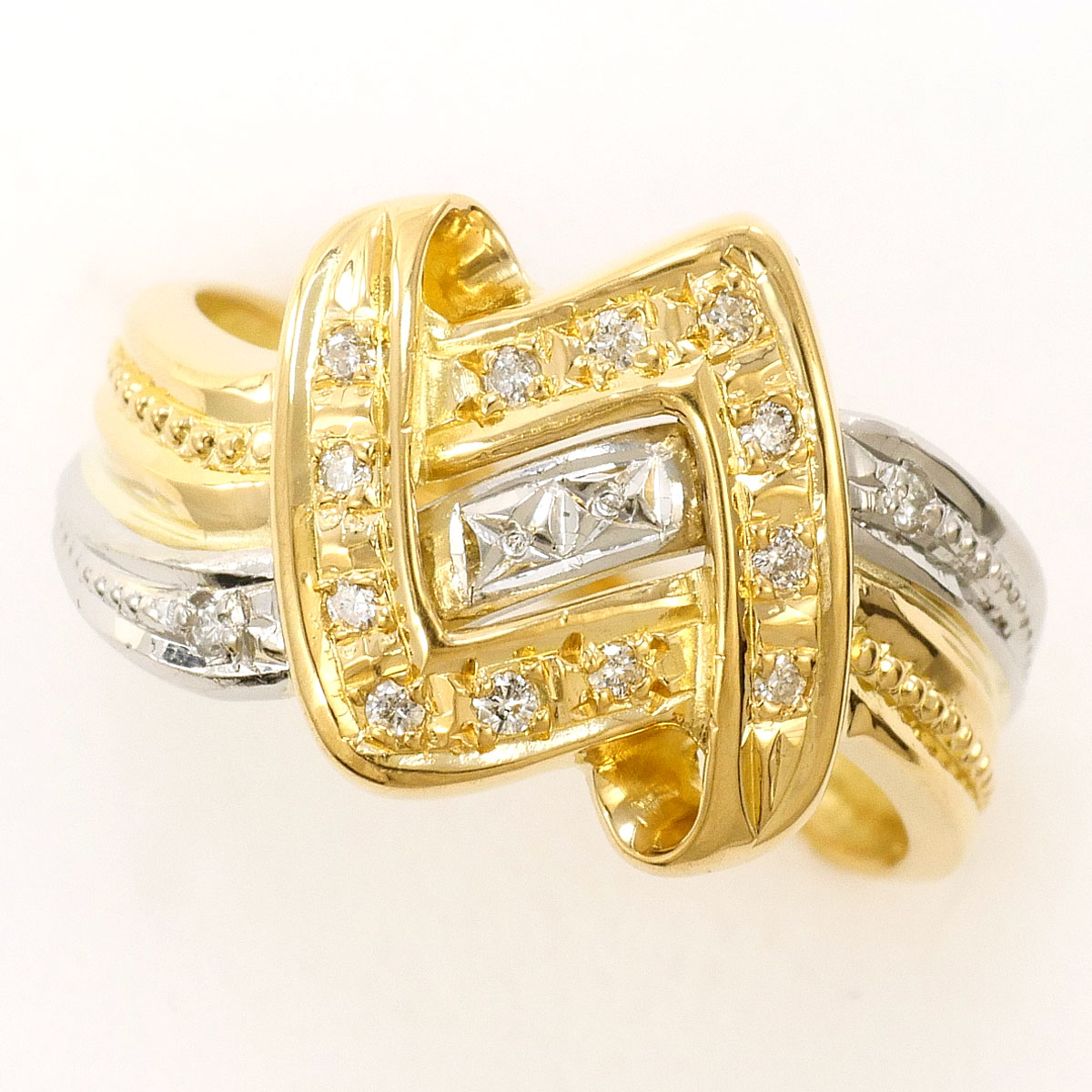 PT900/プラチナ K18YG リング・指輪 8号 ダイヤ 0.08ct 総重量約3.6g ジュエリー 送料無料 新品同様 【中古】 ギフトラッピング無料 56,886円