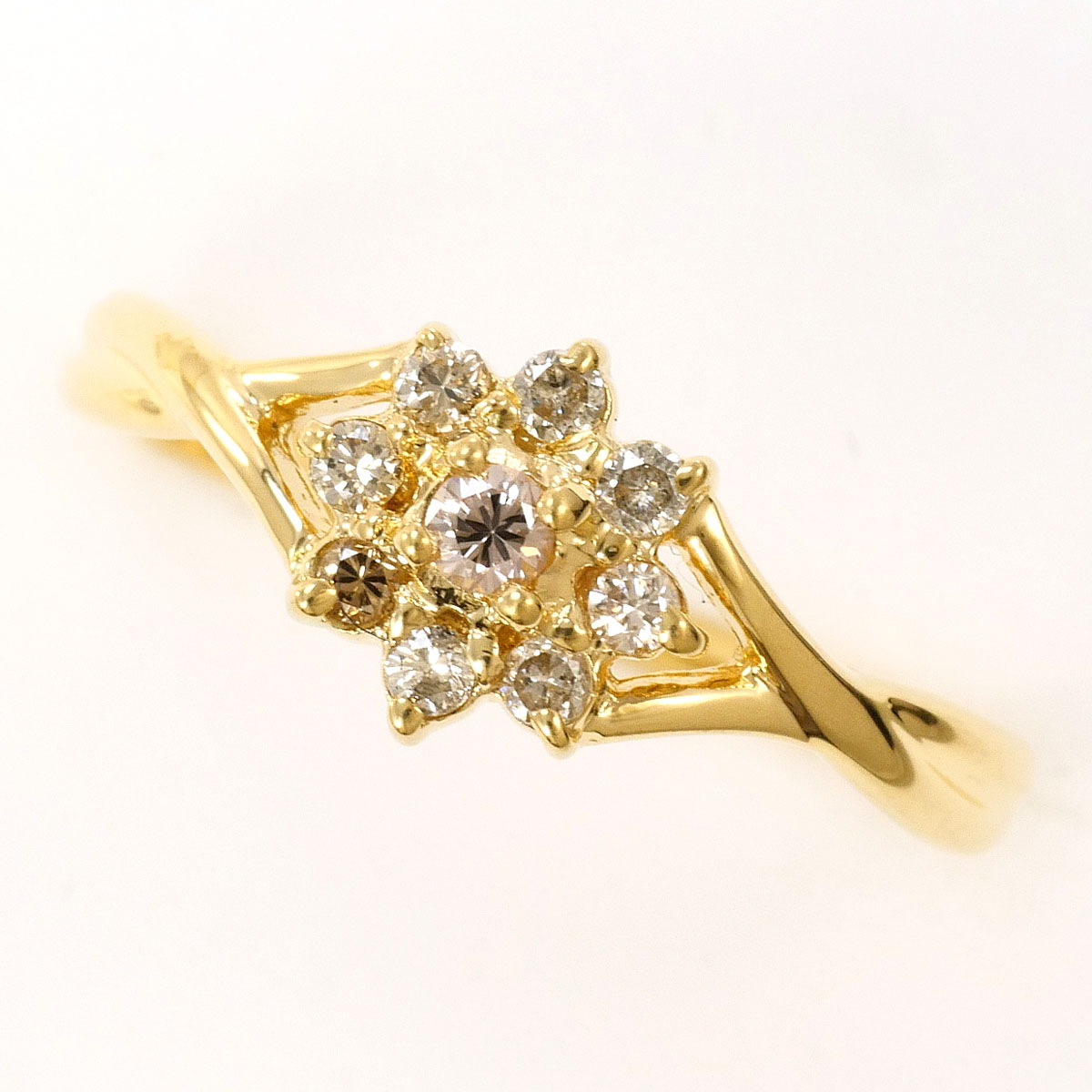 K18YG リング・指輪 9.5号 ダイヤ 0.15 ct 総重量約1.3g ジュエリー 送料無料 新品同様 【中古】 ギフトラッピング無料｜ワンダープライス　店