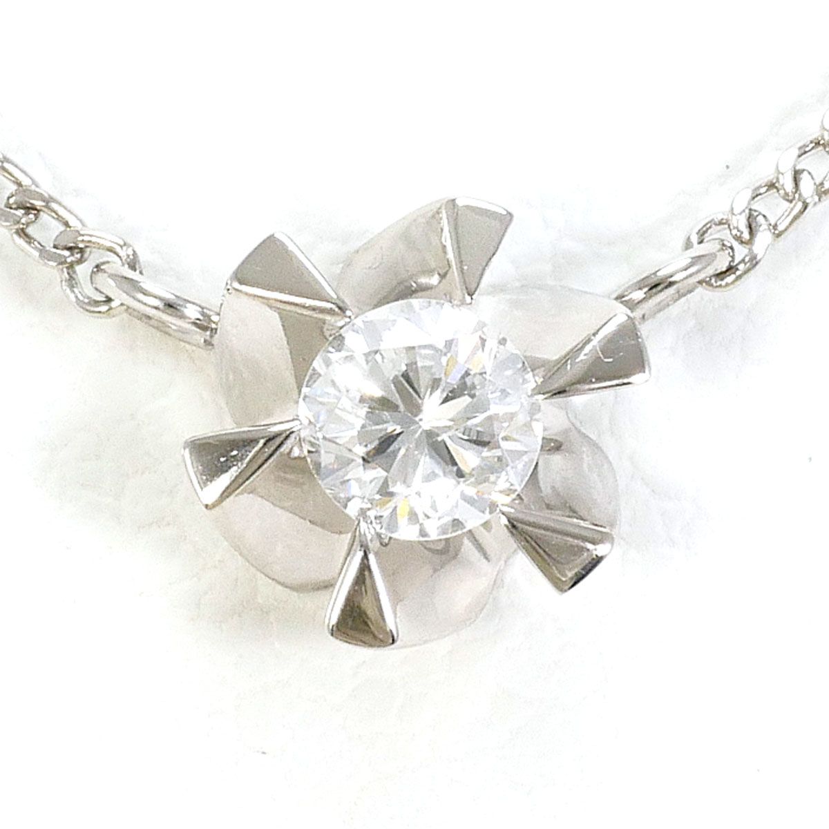 PT850/プラチナ ネックレス ダイヤ 0.16 ct 約41cm 総重量約2.3g ジュエリー 送料無料 新品同様 【中古】 ギフトラッピング無料｜ワンダープライス　店