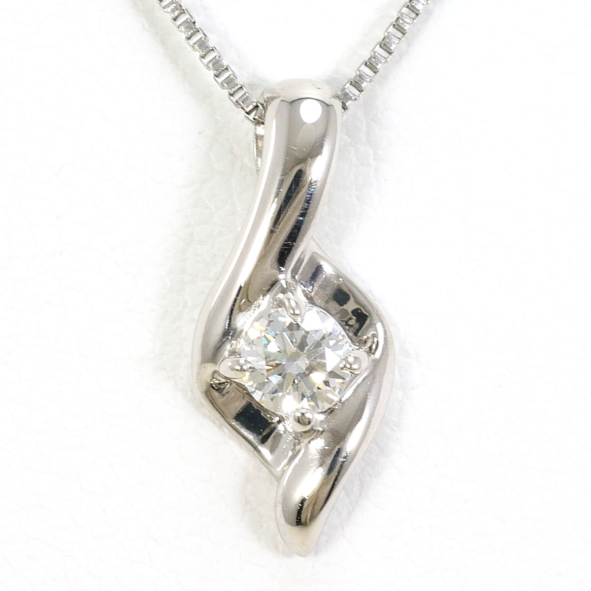 PT900/プラチナ PT850/プラチナ ネックレス ダイヤ 0.129 ct 約46cm 総重量約2.6g ジュエリー 送料無料 新品同様 【中古】 ギフトラッピング無料|ワンダープライス 店