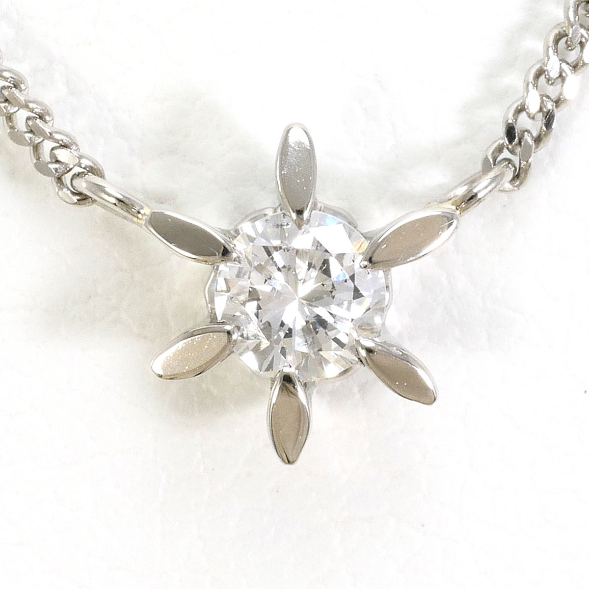 PT850/プラチナ ネックレス ダイヤ 0.14 ct 約41cm 総重量約2.8g ジュエリー 送料無料 新品同様 【中古】 ギフトラッピング無料