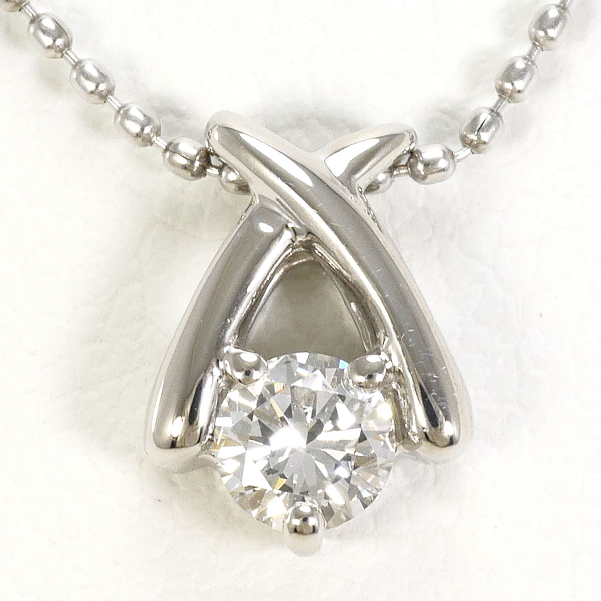 PT900/プラチナ PT850/プラチナ ネックレス ダイヤ 0.188 ct 約40cm 総重量約2.4g ジュエリー 送料無料 新品同様 【中古】 ギフトラッピング無料|ワンダープライス 店