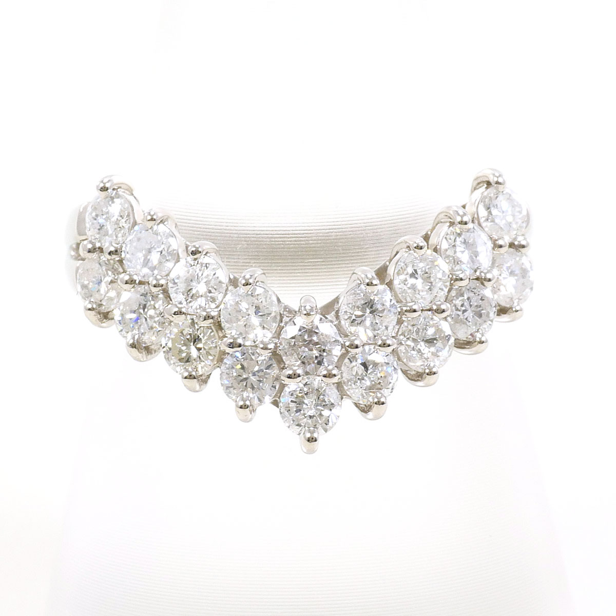 PT900/プラチナ リング・指輪 12号 ダイヤ 1.00ct カード鑑別書 総重量約4.1g ジュエリー 送料無料 新品同様 【中古】 ギフトラッピング無料｜ワンダープライス　店