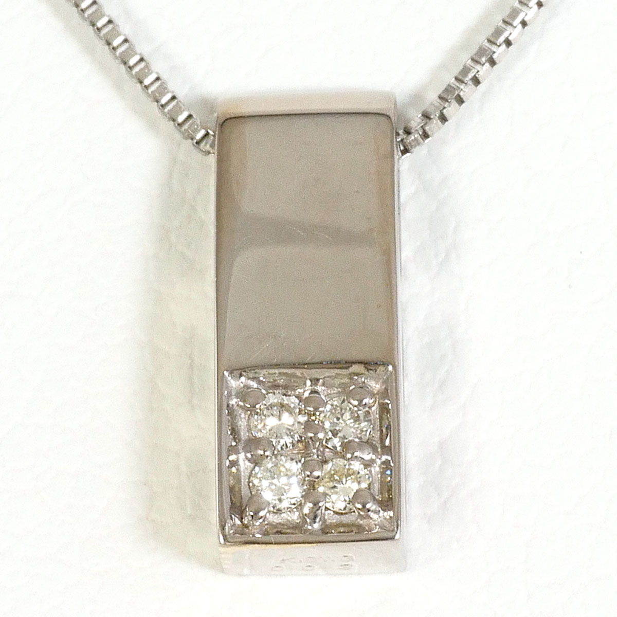 K18WG ネックレス ダイヤ 0.03ct 約39cm 総重量約1.7g ジュエリー 送料無料 新品同様 【中古】 ギフトラッピング無料｜ワンダープライス　店