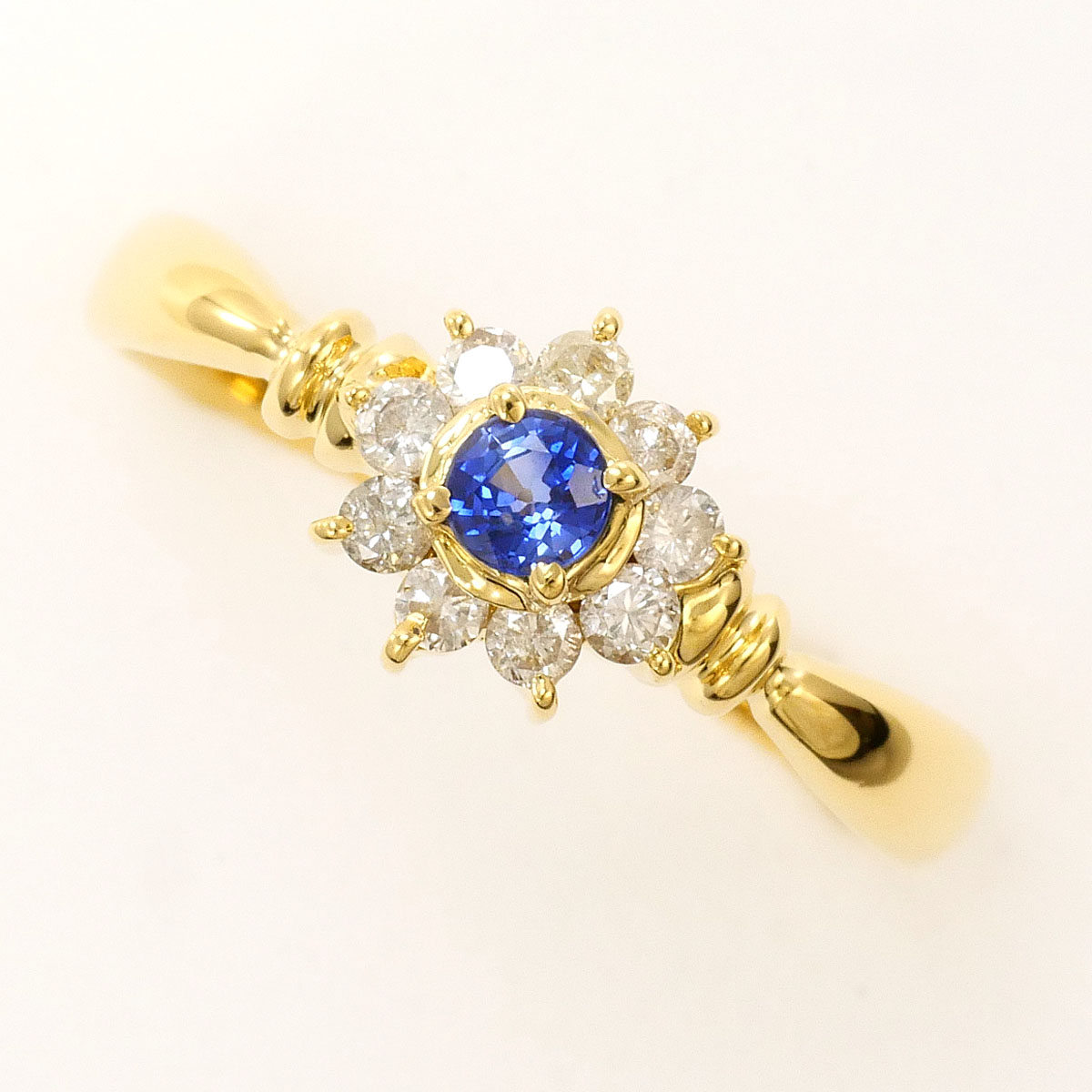 K18YG リング・指輪 12号 サファイア ダイヤ 0.19ct 総重量約2.1g ジュエリー 送料無料 新品同様 【中古】 ギフトラッピング無料