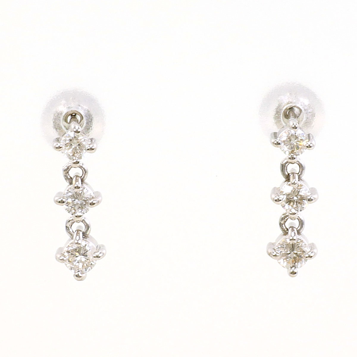 K18WG ピアス ダイヤ 0.15ct 総重量約1.0g ジュエリー 送料無料 新品同様 【中古】 ギフトラッピング無料