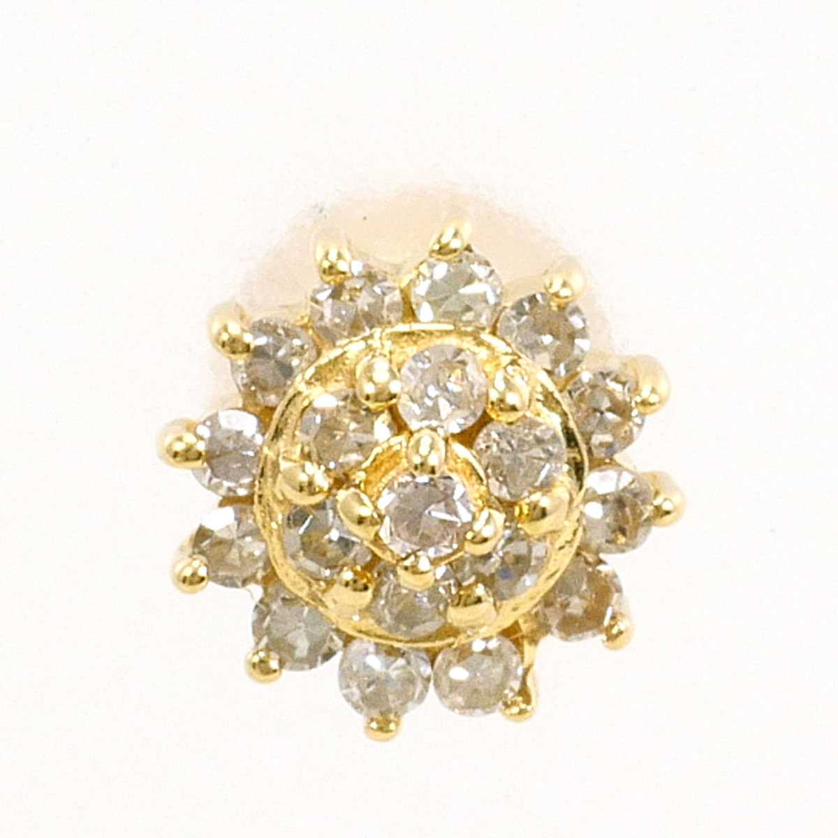 K18YG ピアス(片耳) ダイヤ 0.11ct 総重量約0.3g 送料無料 新品同様 【中古】 ギフトラッピング無料 12,994円