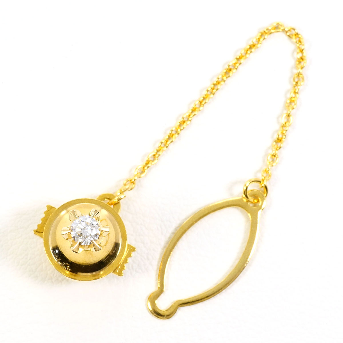 K18YG ピンブローチ ダイヤ 0.15 ct 総重量約3.5g ジュエリー 送料無料 新品同様 【中古】 ギフトラッピング無料｜ワンダープライス　店