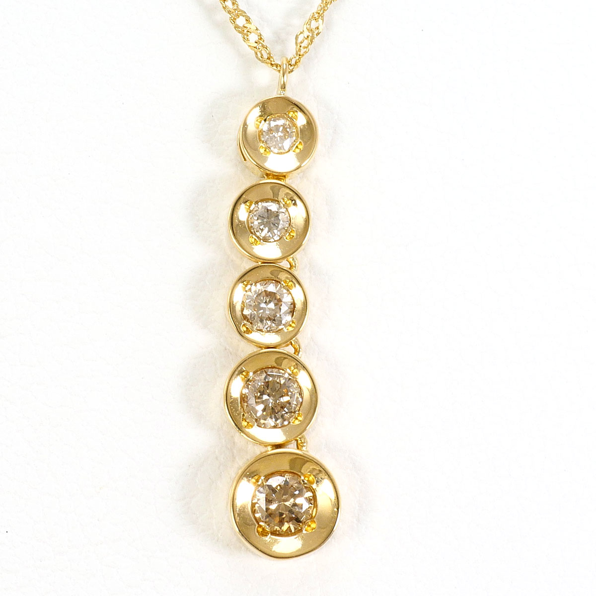 K18YG ネックレス ブラウンダイヤ 0.3 ct 約42cm 総重量約2.0g ジュエリー 送料無料 新品同様 【中古】 ギフトラッピング無料