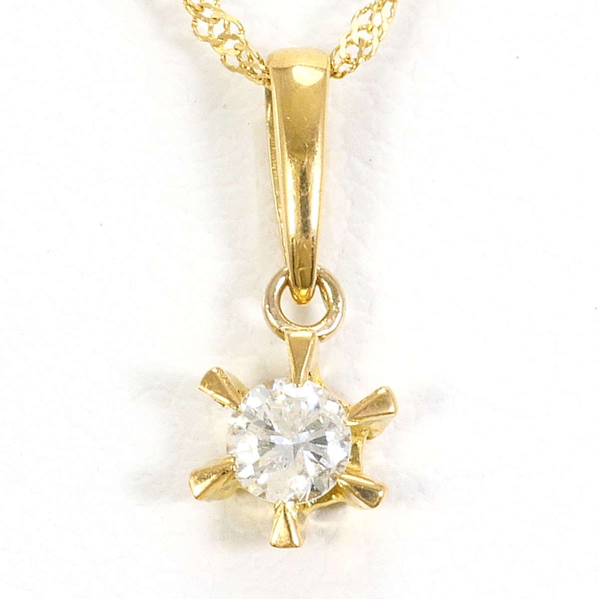 K18YG ネックレス ダイヤ 0.11 ct 約42cm 総重量約0.9g ジュエリー 送料無料 新品同様 【中古】 ギフトラッピング無料｜ワンダープライス　店