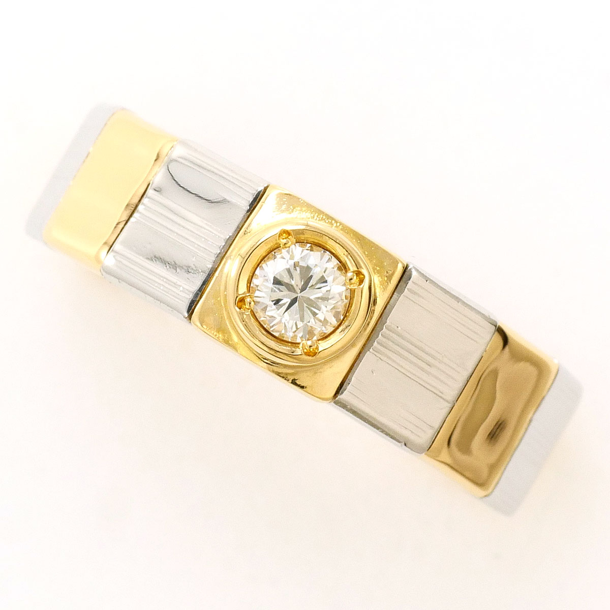PT900/プラチナ K18YG リング・指輪 11号 ダイヤ 0.13ct 総重量約2.9g ジュエリー 送料無料 新品同様 【中古】 ギフトラッピング無料
