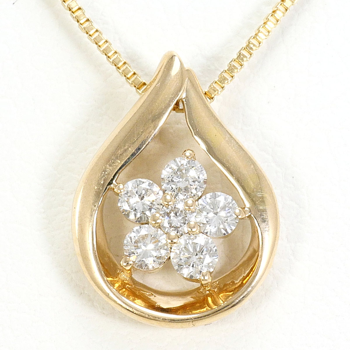 K10YG ネックレス ダイヤ 0.15ct 約39cm 総重量約2.0g ジュエリー 送料無料 新品同様 【中古】 ギフトラッピング無料
