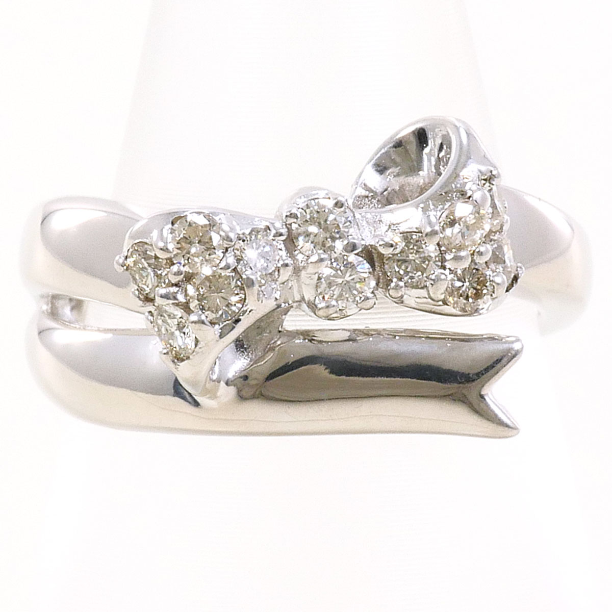 K18WG リング・指輪 2号 ダイヤ 0.20ct 鑑別書 総重量約3.5g ジュエリー 送料無料 新品同様 【中古】 ギフトラッピング無料｜ワンダープライス　店
