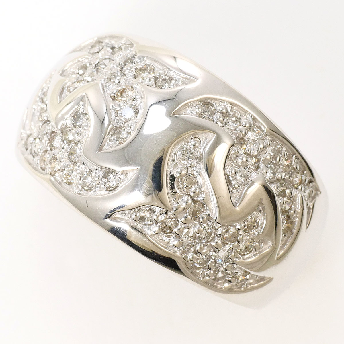 K18WG リング・指輪 16号 ダイヤ 0.50 ct 鑑別書 総重量約7.3g ジュエリー 送料無料 新品同様 【中古】 ギフトラッピング無料|ワンダープライス 店