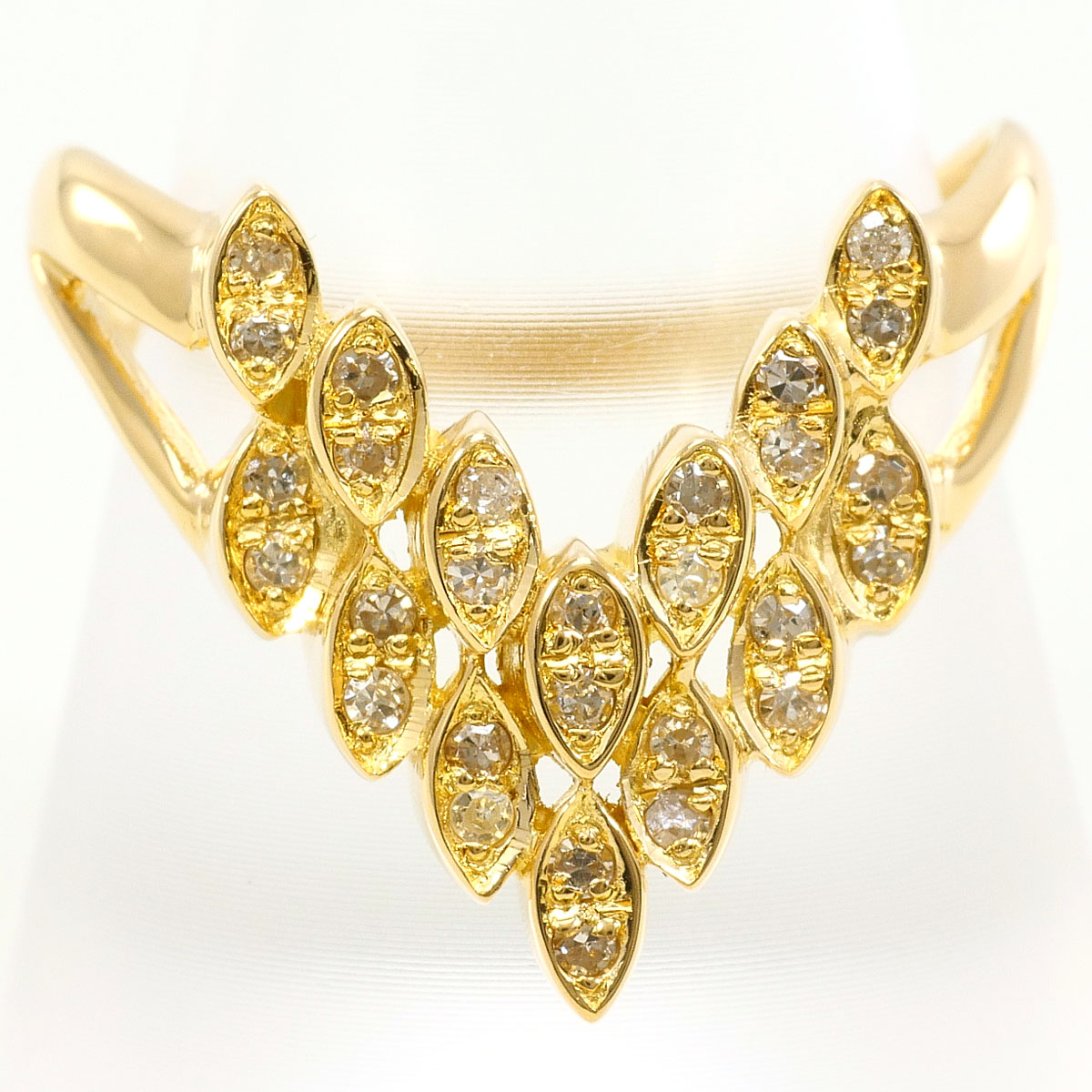 K18YG リング・指輪 18号 ダイヤ 0.26 ct 鑑別書 総重量約5.1g ジュエリー 送料無料 新品同様 【中古】 ギフトラッピング無料
