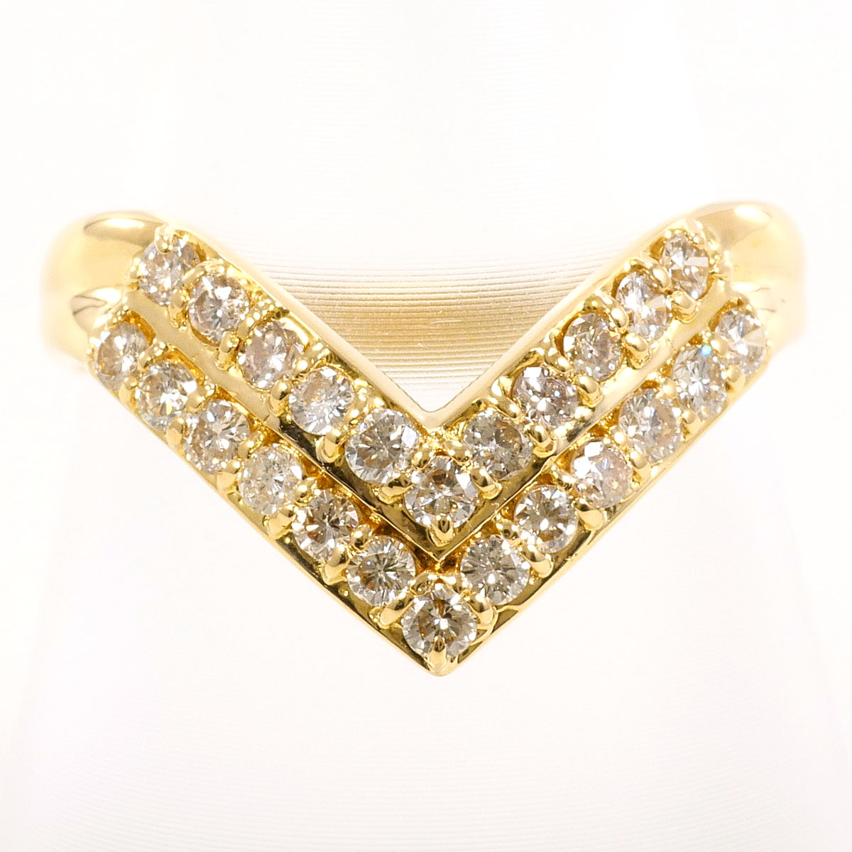 K18YG リング・指輪 12号 ダイヤ 0.50ct 鑑別書 総重量約2.8g ジュエリー 送料無料 新品同様 【中古】 ギフトラッピング無料｜ワンダープライス　店