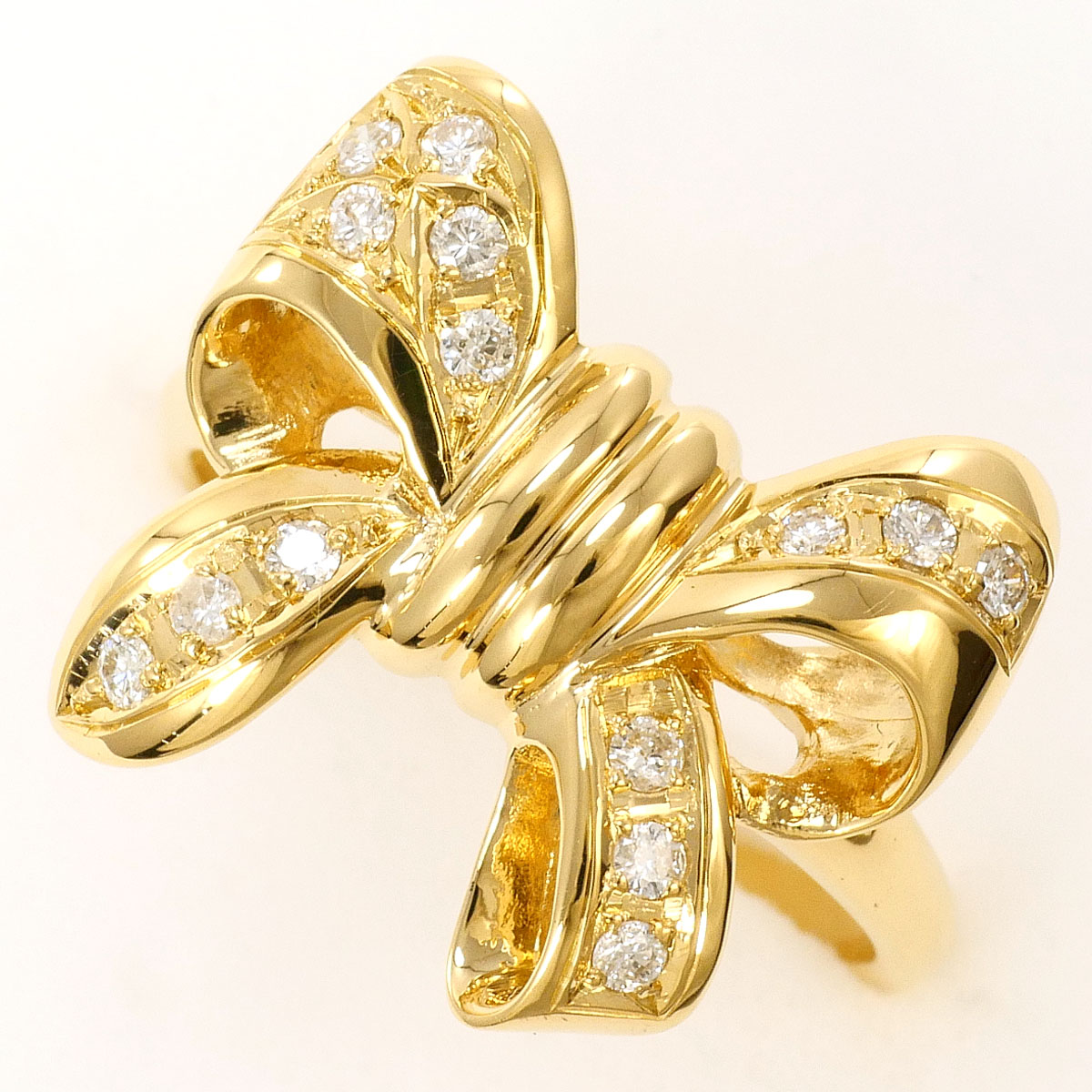 K18YG リング・指輪 7.5号 ダイヤ 0.15 ct 鑑別書 総重量約4.2g ジュエリー 送料無料 新品同様 【中古】 ギフトラッピング無料｜ワンダープライス　店