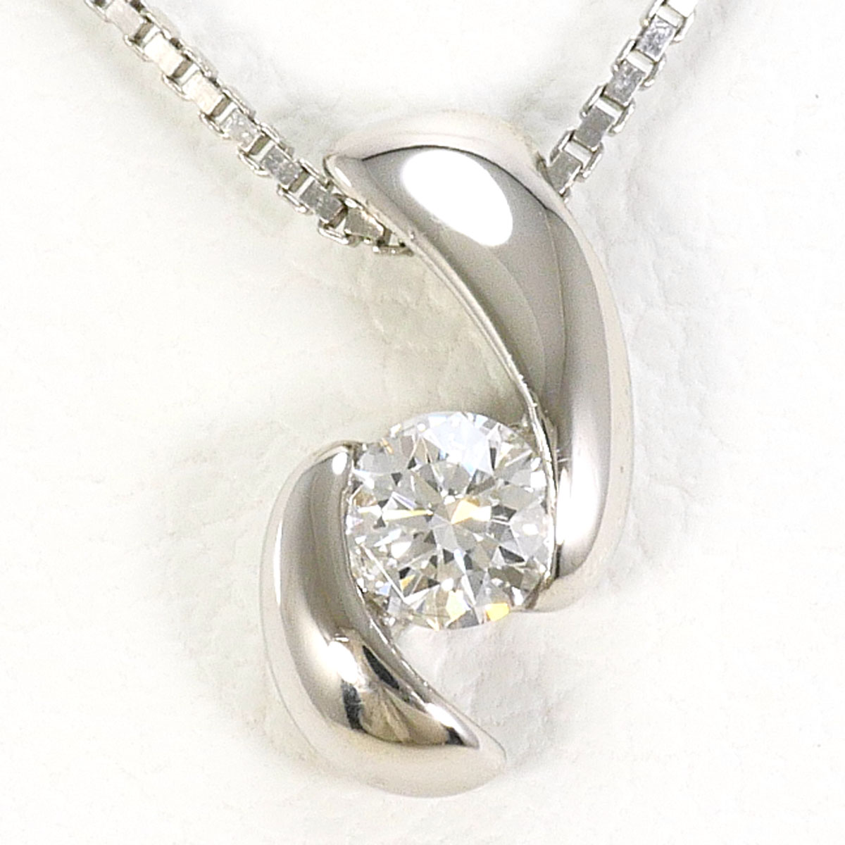 PT900/プラチナ PT850/プラチナ ネックレス ダイヤ 0.087ct 約40cm 総重量約2.0g ジュエリー 送料無料 新品同様 【中古】 ギフトラッピング無料｜ワンダープライス　店