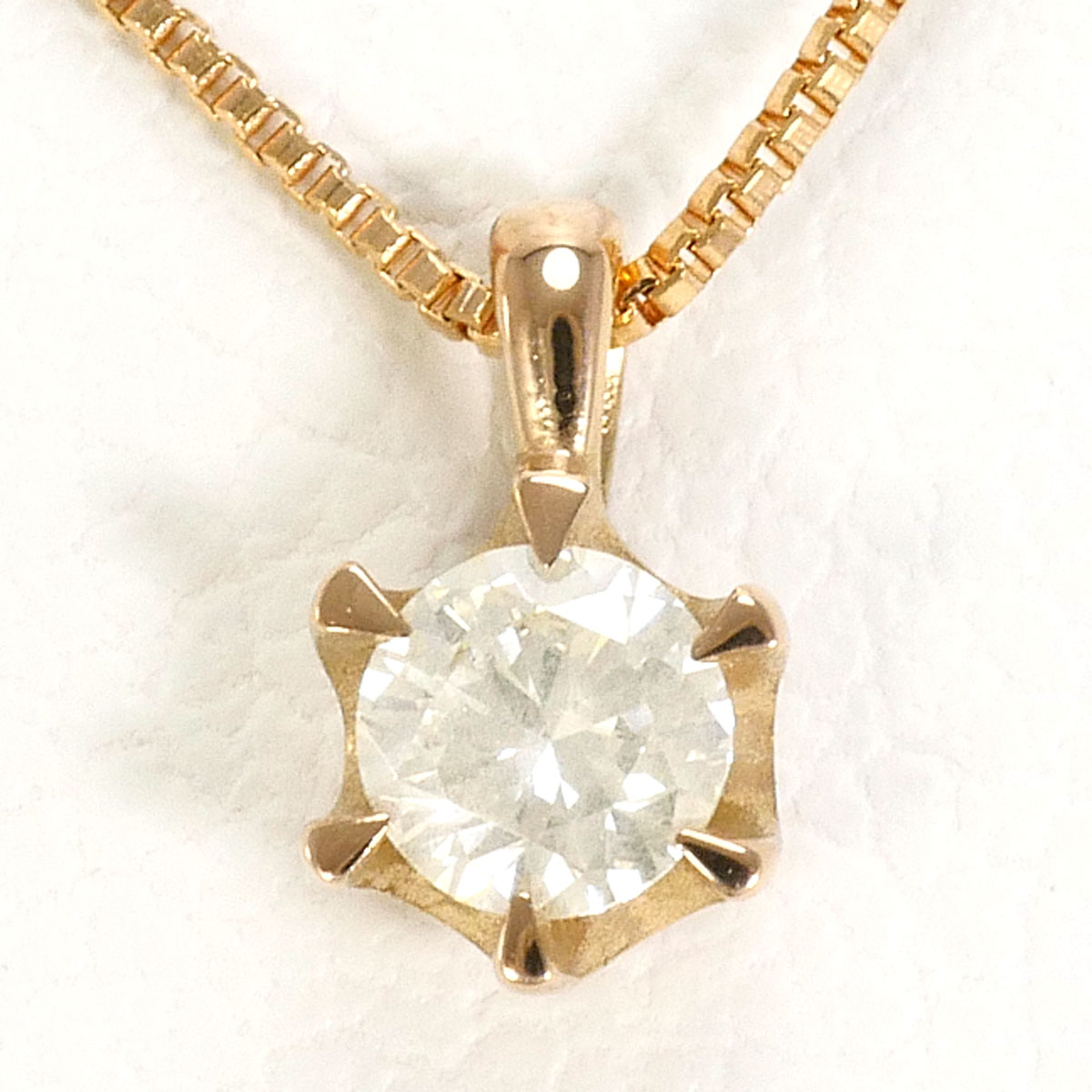 K18PG ネックレス ダイヤ 0.10ct 約40cm 総重量約1.0g ジュエリー 送料無料 新品同様 【中古】 ギフトラッピング無料|ワンダープライス 店