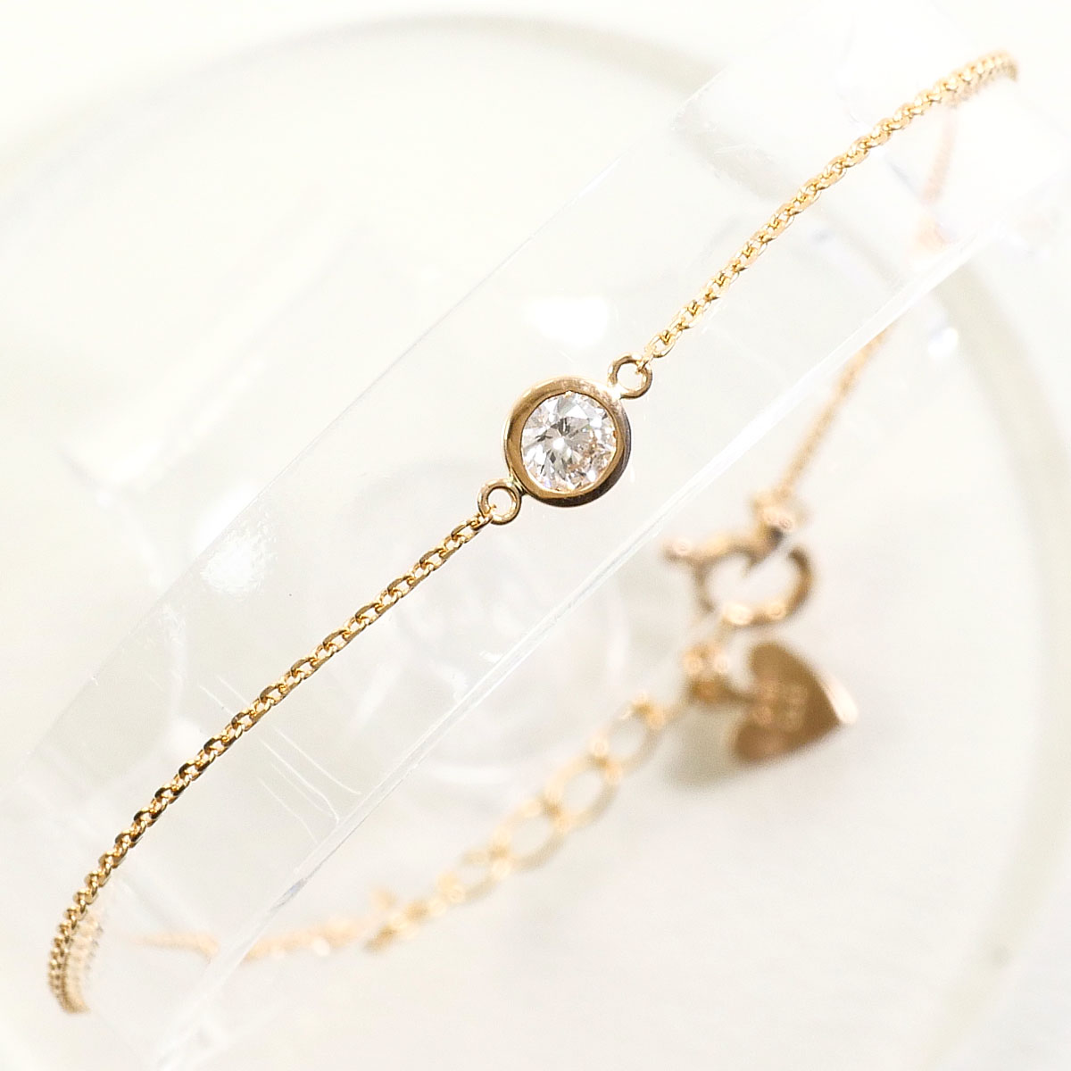K18PG ブレスレット ダイヤ 0.10ct 約19cm 総重量約0.8g ジュエリー 送料無料 新品同様 【中古】 ギフトラッピング無料