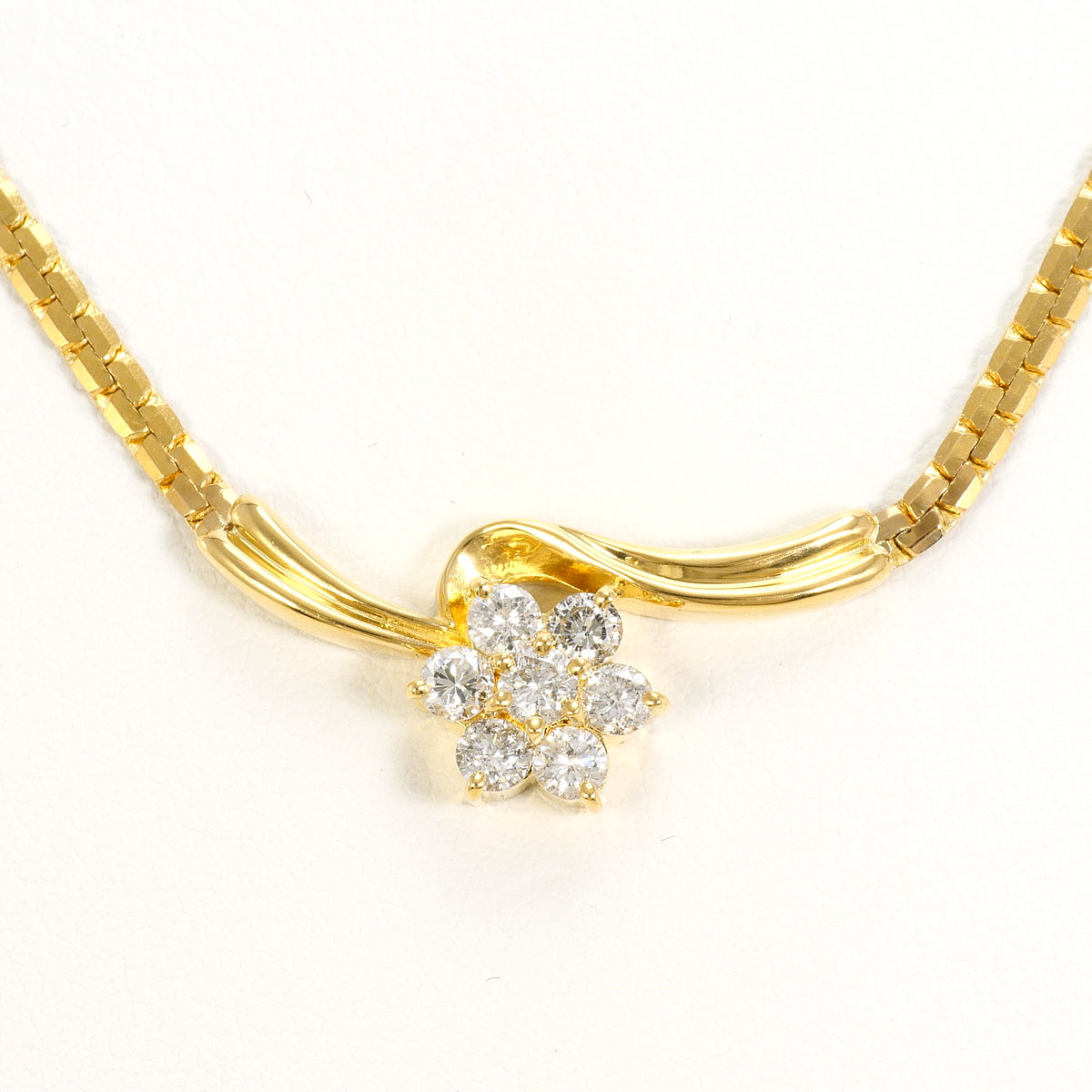 K18YG ネックレス ダイヤ 0.50ct カード鑑別書 約42cm 総重量約8.9g ジュエリー 送料無料 新品同様 【中古】 ギフトラッピング無料