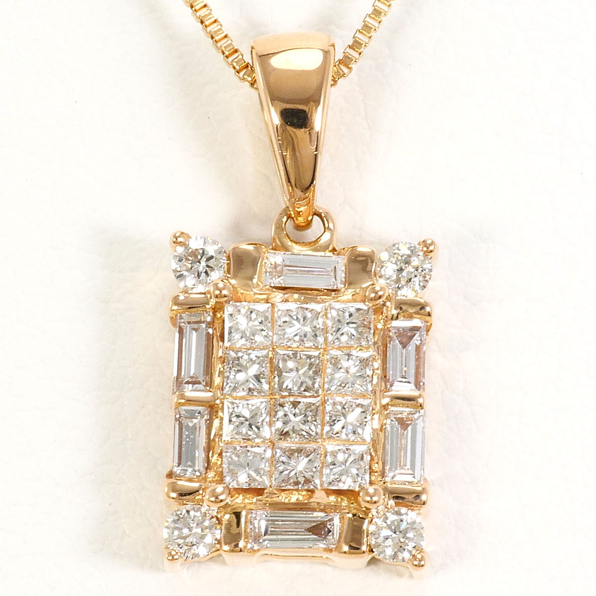 K18PG ネックレス ダイヤ 0.50ct カード鑑別書 約45cm 総重量約3.4g ジュエリー 送料無料 新品同様 【中古】 ギフトラッピング無料