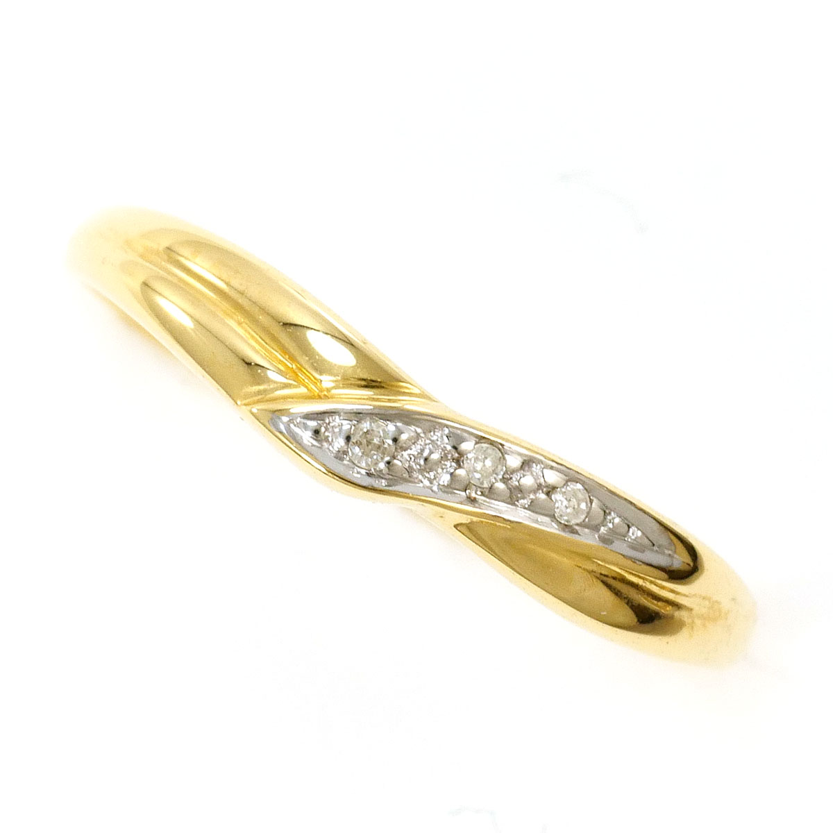 K18YGWG リング・指輪 10.5号 ダイヤ 0.02ct 総重量約1.1g ジュエリー 送料無料 新品同様 【中古】 ギフトラッピング無料｜ワンダープライス　店