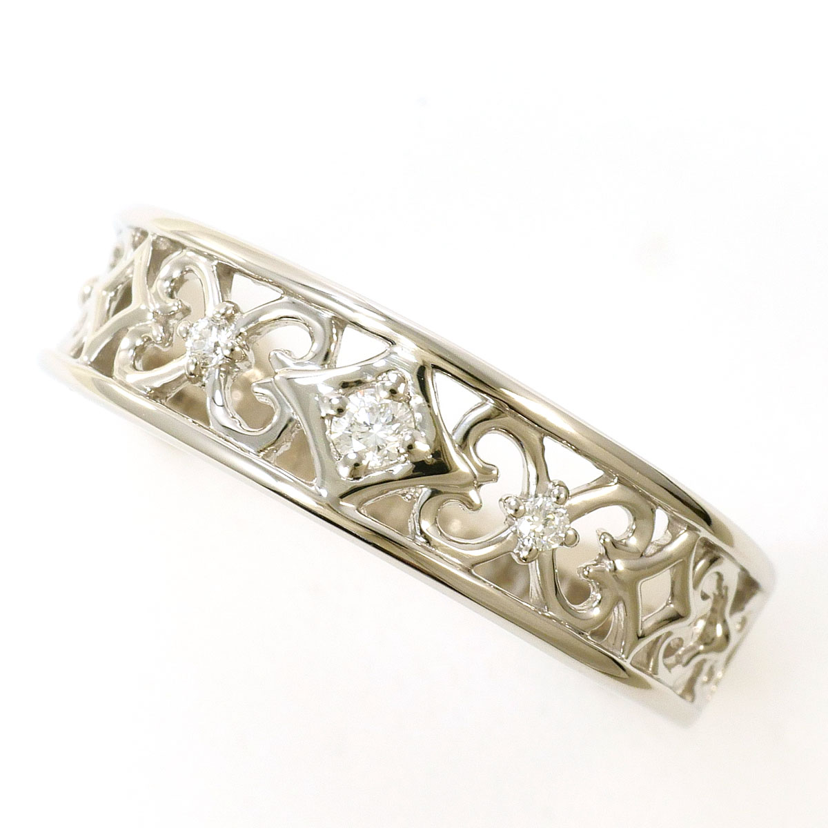 PT900/プラチナ リング・指輪 16号 ダイヤ 0.06 ct 総重量約3.7g ジュエリー 送料無料 新品同様 【中古】 ギフトラッピング無料
