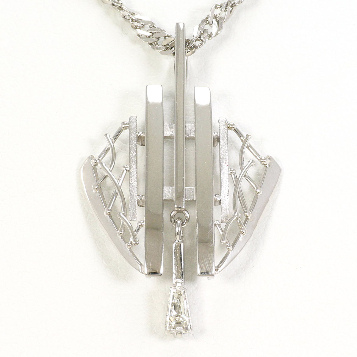 Pm900/プラチナ PT850/プラチナ ネックレス ダイヤ 0.10 ct カード鑑別書 約40cm 総重量約8.9g ジュエリー 送料無料 新品同様 【中古】 ギフトラッピング無料