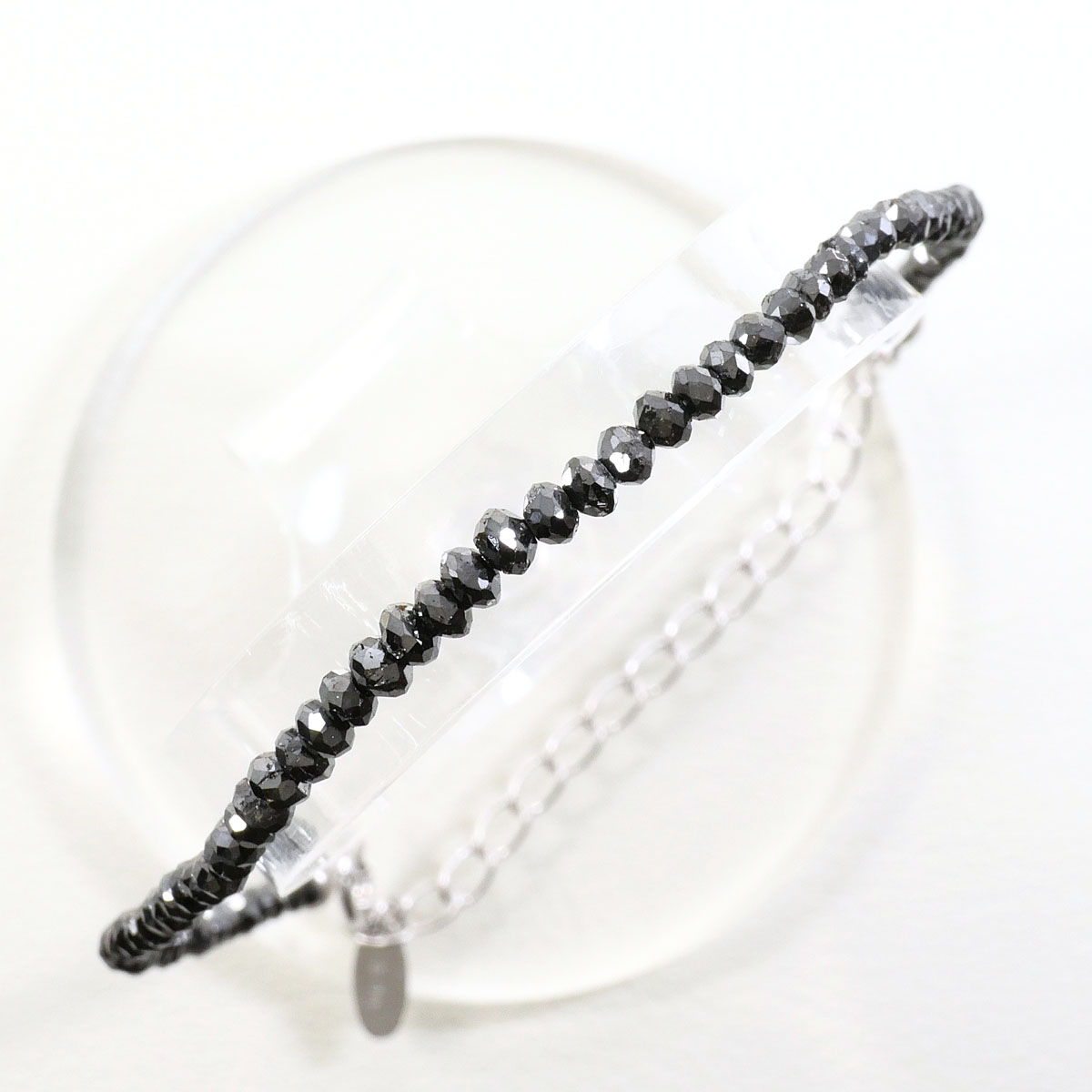 K18WG ブレスレット ブラックダイヤ 10.00ct 約22cm 総重量約3.2g ジュエリー 送料無料 新品同様 【中古】 ギフトラッピング無料