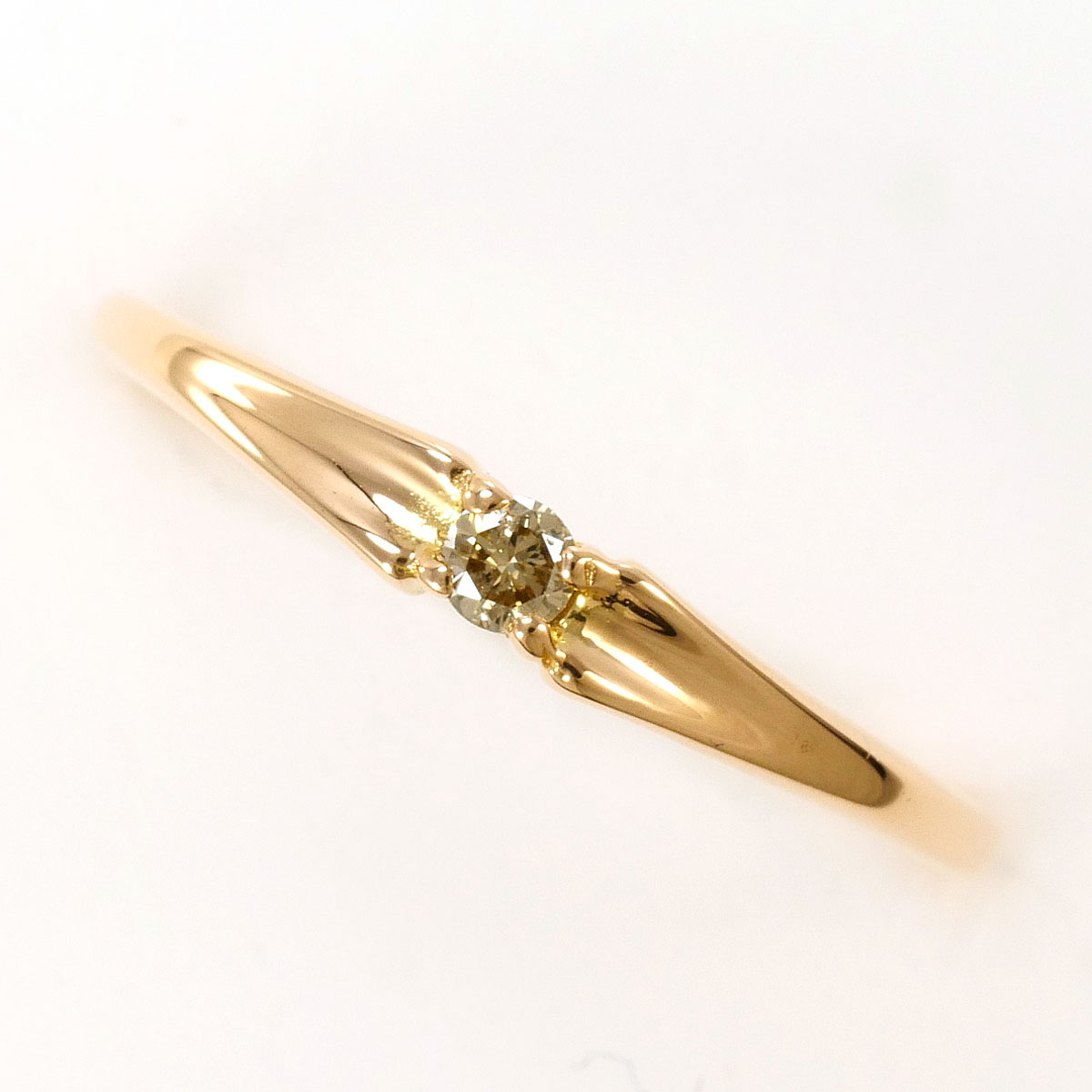 K18PG リング・指輪 9号 ブラウンダイヤ 0.05ct 総重量約0.9g ジュエリー 送料無料 新品同様 【中古】 ギフトラッピング無料