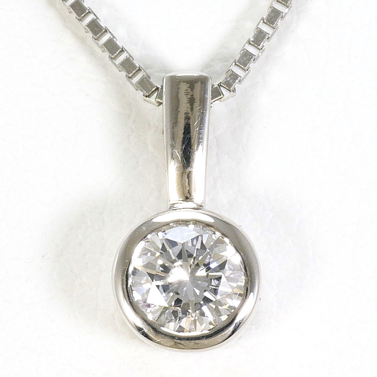 PT900/プラチナ PT850/プラチナ ネックレス ダイヤ 0.21ct 約45cm 総重量約3.0g ジュエリー 送料無料 新品同様 【中古】 ギフトラッピング無料｜ワンダープライス　店