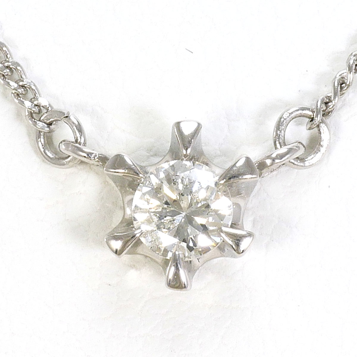 PT850/プラチナ ネックレス ダイヤ 0.19ct 約41cm 総重量約2.6g ジュエリー 送料無料 新品同様 【中古】 ギフトラッピング無料|ワンダープライス 店