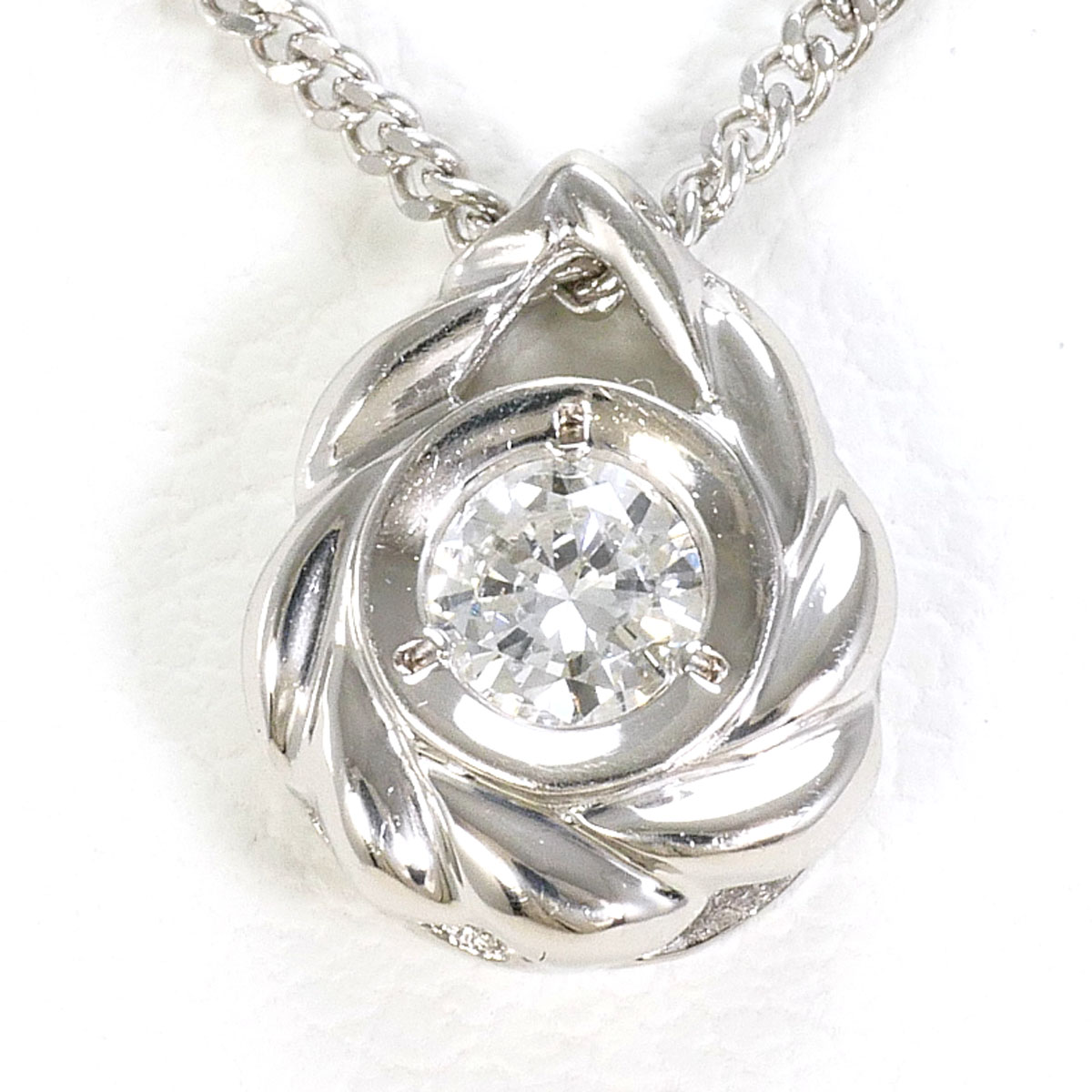 PT900/プラチナ PT850/プラチナ ネックレス ダイヤ 0.10ct 約40cm 総重量約3.0g ジュエリー 送料無料 新品同様 【中古】 ギフトラッピング無料