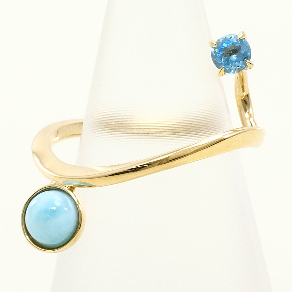 スタージュエリー STAR JEWELRY K10YG リング・指輪 10号 ブルートパーズ ラリマー 総重量約1.7g ジュエリー 送料無料 新品同様 【中古】 ギフトラッピング無料｜ワンダープライス　店
