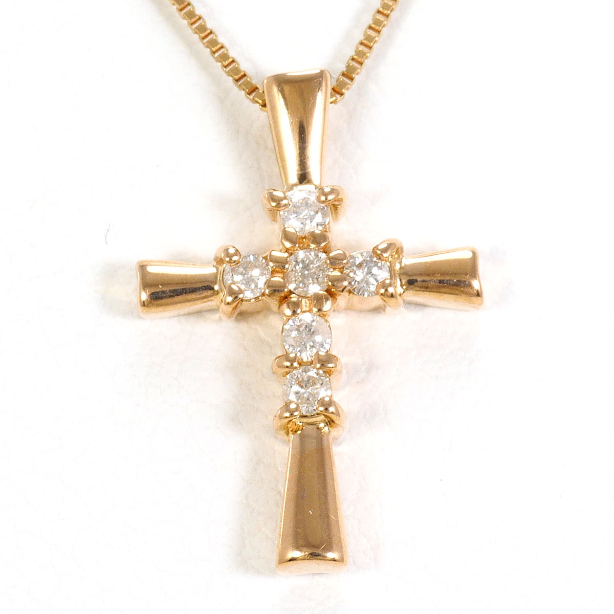 K14PG K18PG ネックレス ダイヤ 0.10ct 約45cm 総重量約2.1g ジュエリー 送料無料 新品同様 【中古】 ギフトラッピング無料