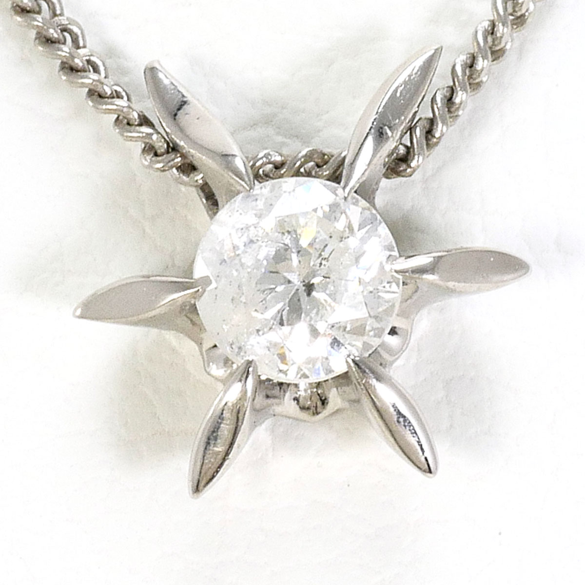 PT850/プラチナ ネックレス ダイヤ 0.28ct 約41cm 総重量約3.2g ジュエリー 送料無料 新品同様 【中古】 ギフトラッピング無料|ワンダープライス 店