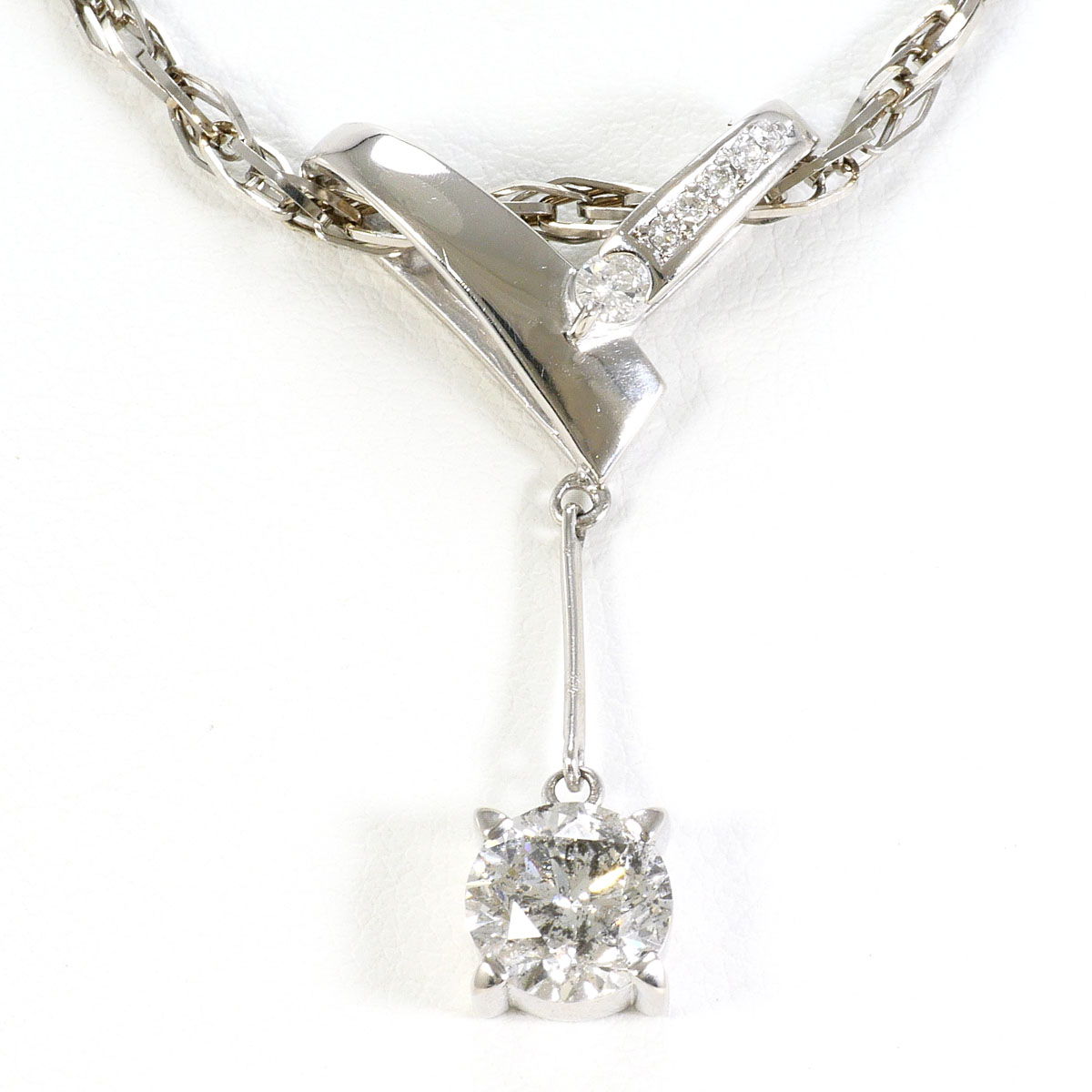 PT900/プラチナ PT850/プラチナ ネックレス ダイヤ 1.743ct ダイヤ 0.11ct 鑑別書 約50cm 総重量約13.5g ジュエリー 送料無料 新品同様 【中古】 ギフトラッピング無料