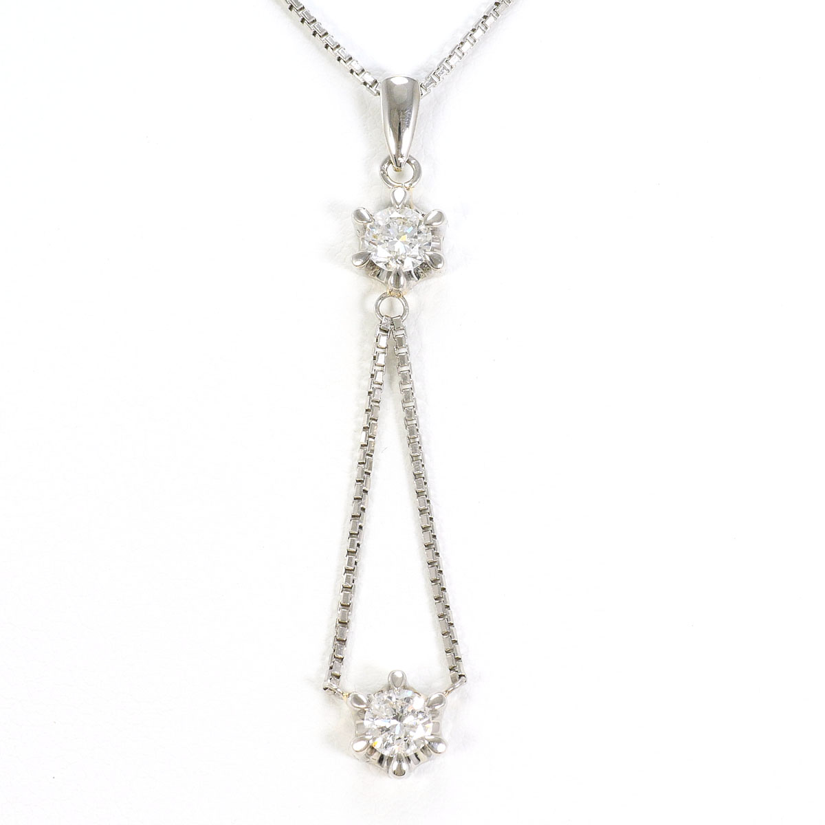 Pm900/プラチナ PT850/プラチナ ネックレス ダイヤ 0.33ct ダイヤ 0.33ct 鑑別書 約37cm 総重量約6.1g ジュエリー 送料無料 新品同様 【中古】 ギフトラッピング無料｜ワンダープライス　店