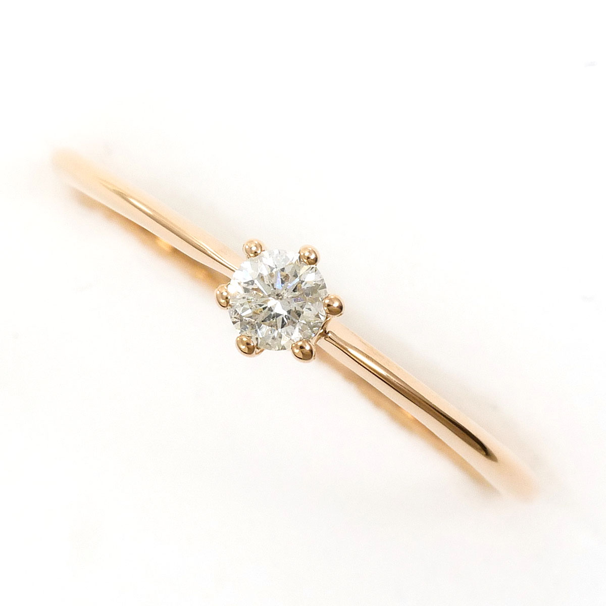 K18PG リング・指輪 9号 ダイヤ 0.10ct 総重量約0.8g ジュエリー 送料無料 新品同様 【中古】 ギフトラッピング無料｜ワンダープライス　店