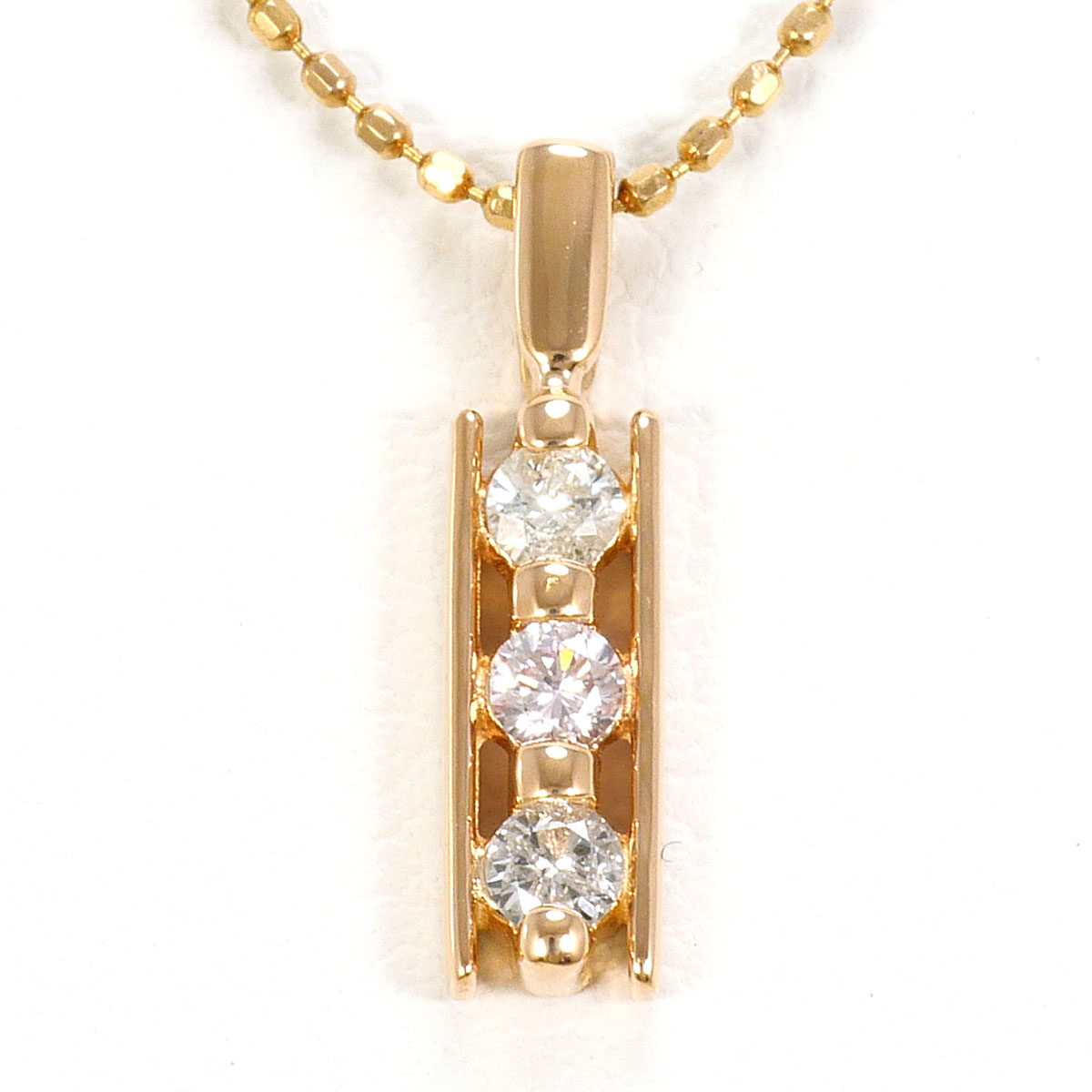 K14YG ネックレス ダイヤ 0.14ct 約40cm 総重量約1.6g ジュエリー 送料無料 新品同様 【中古】 ギフトラッピング無料