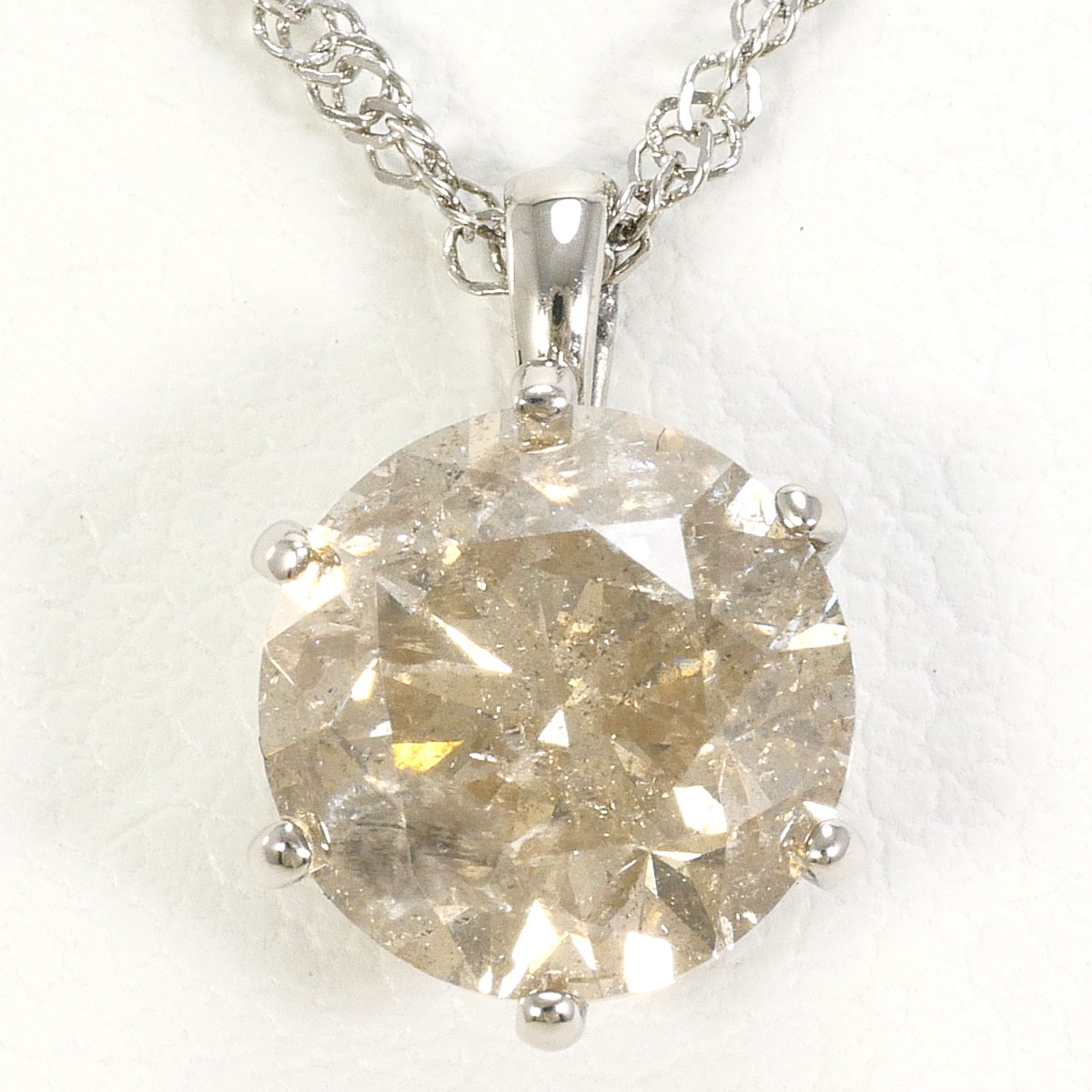 PT999/プラチナ ネックレス ブラウンダイヤ 1.70ct I2 鑑定書 約42cm 総重量約3.0g ジュエリー 送料無料 新品同様 【中古】 ギフトラッピング無料