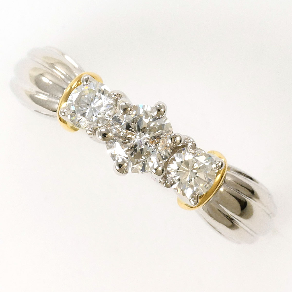 PT900/プラチナ K18YG リング・指輪 11.5号 ダイヤ 0.584ct I1 鑑定書 総重量約4.4g ジュエリー 送料無料 新品同様 【中古】 ギフトラッピング無料｜ワンダープライス　店