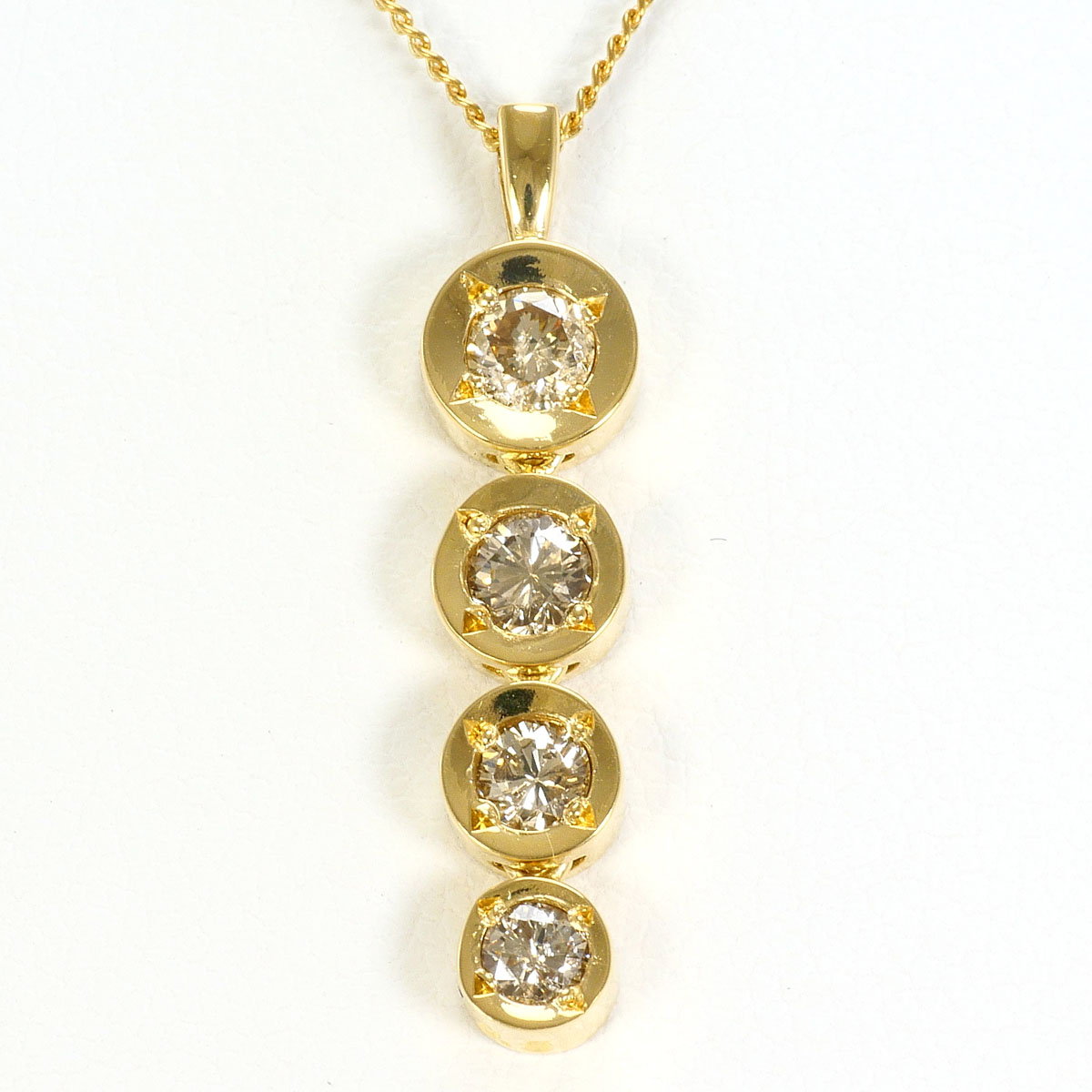 K18YG ネックレス ダイヤ 0.5ct 鑑別書 約40cm 総重量約2.6g ジュエリー 送料無料 新品同様 【中古】 ギフトラッピング無料|ワンダープライス 店